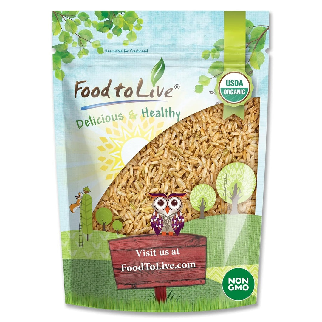 Food to Live Organic Brown Basmati Rice, 5 Pounds Non-GMO, Whole Long-Grain Rice Variety, Fragrant, Kosher, Vegan, Bulk. Less Starch Content. High in Dietary Fiber. Great for Making Stir-Fries