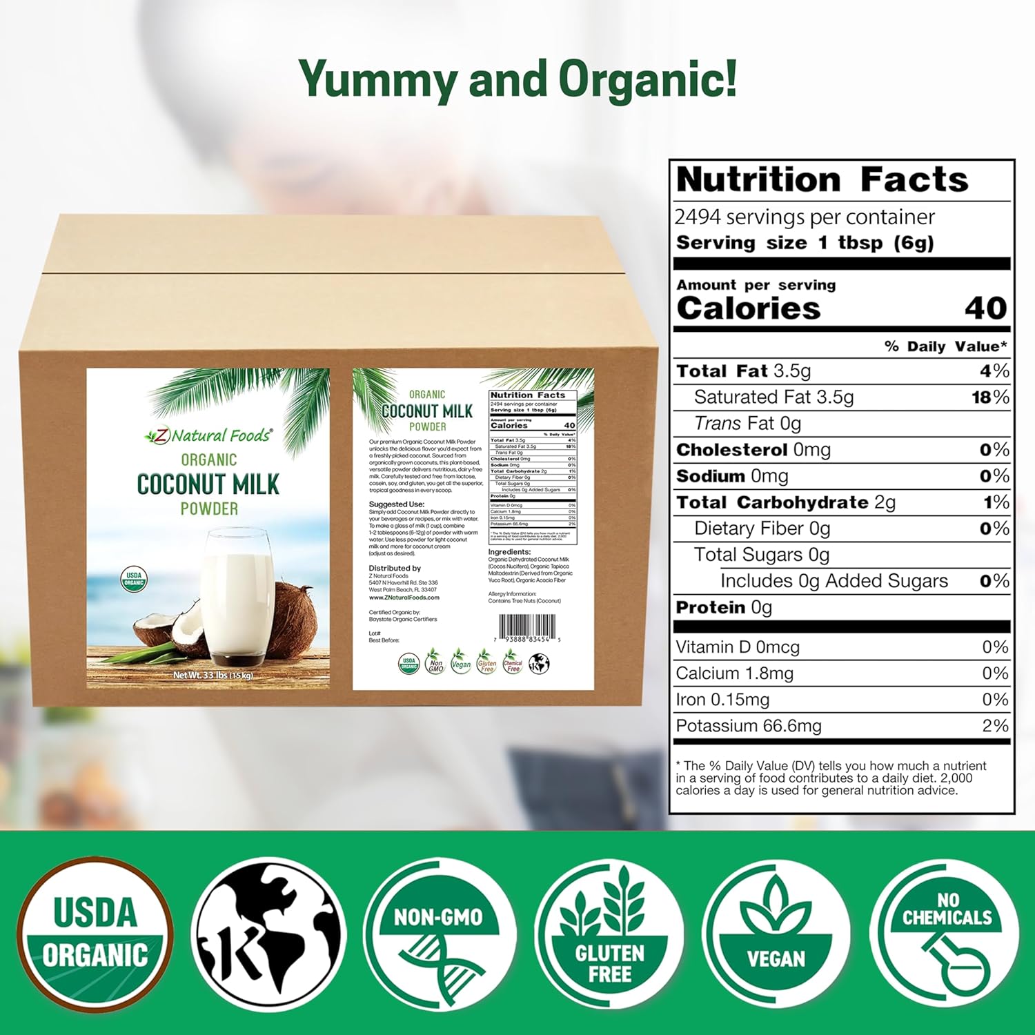Z Natural Foods Premium Whole Milk Powder - Powdered Milk for Baking, Cooking, Drinks - Dry Milk Powder, Pasteurized, Non-GMO, Gluten-Free, Kosher-Certified, 5 lbs