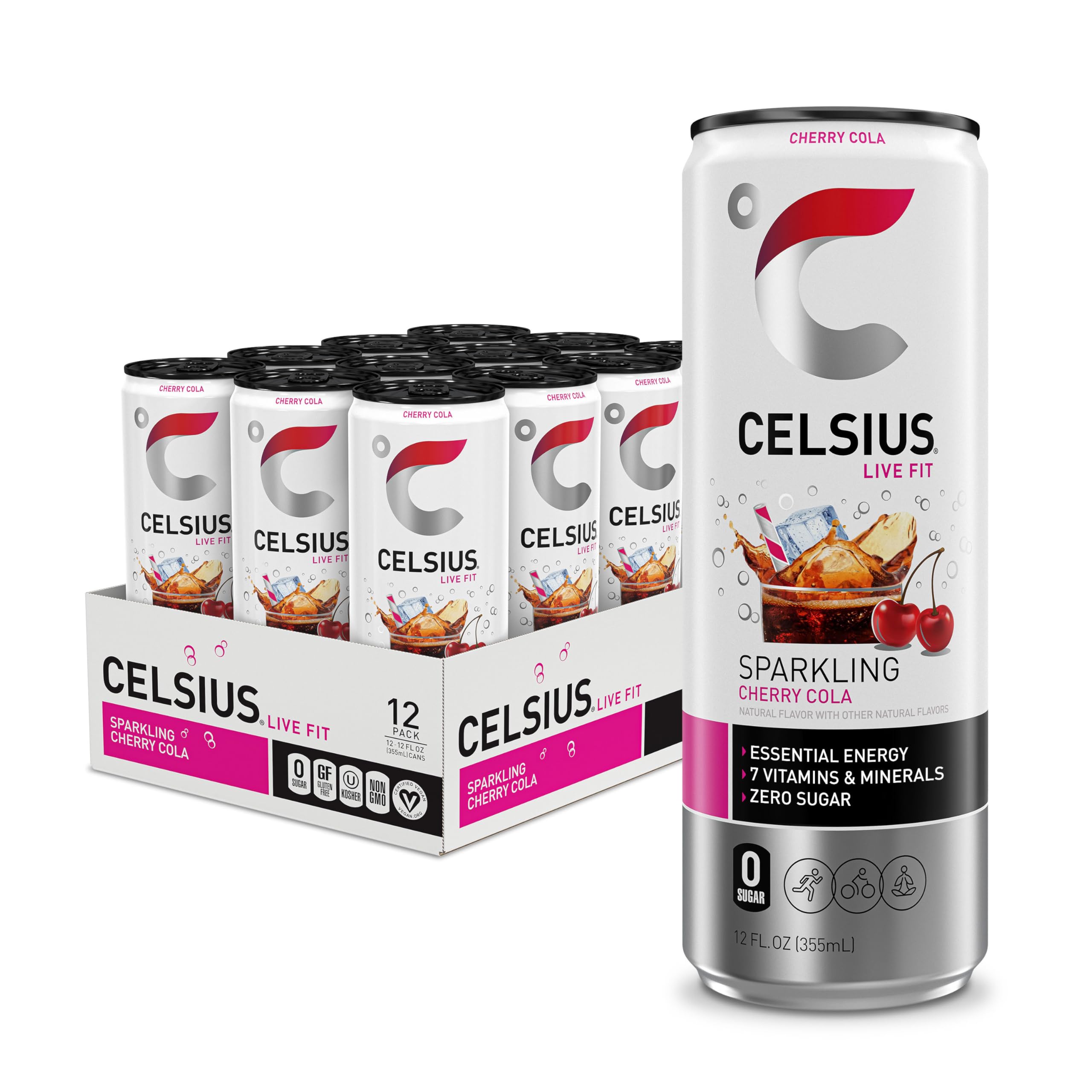 CELSIUS Sparkling Kiwi Guava, Functional Essential Energy Drink 12 Fl Oz (Pack of 12)