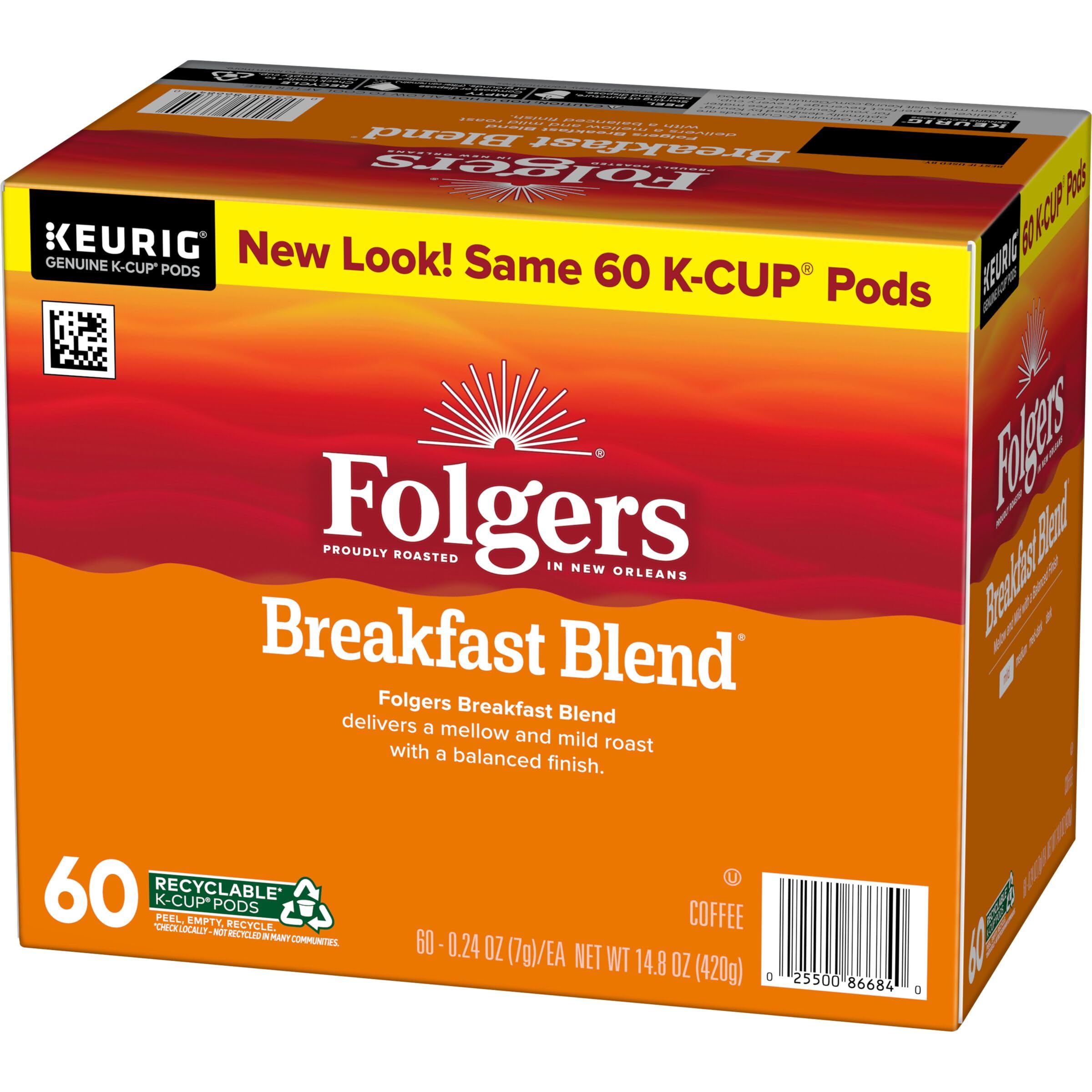 Folgers Classic Roast Medium Roast Coffee, 72 Keurig K-Cup Pods