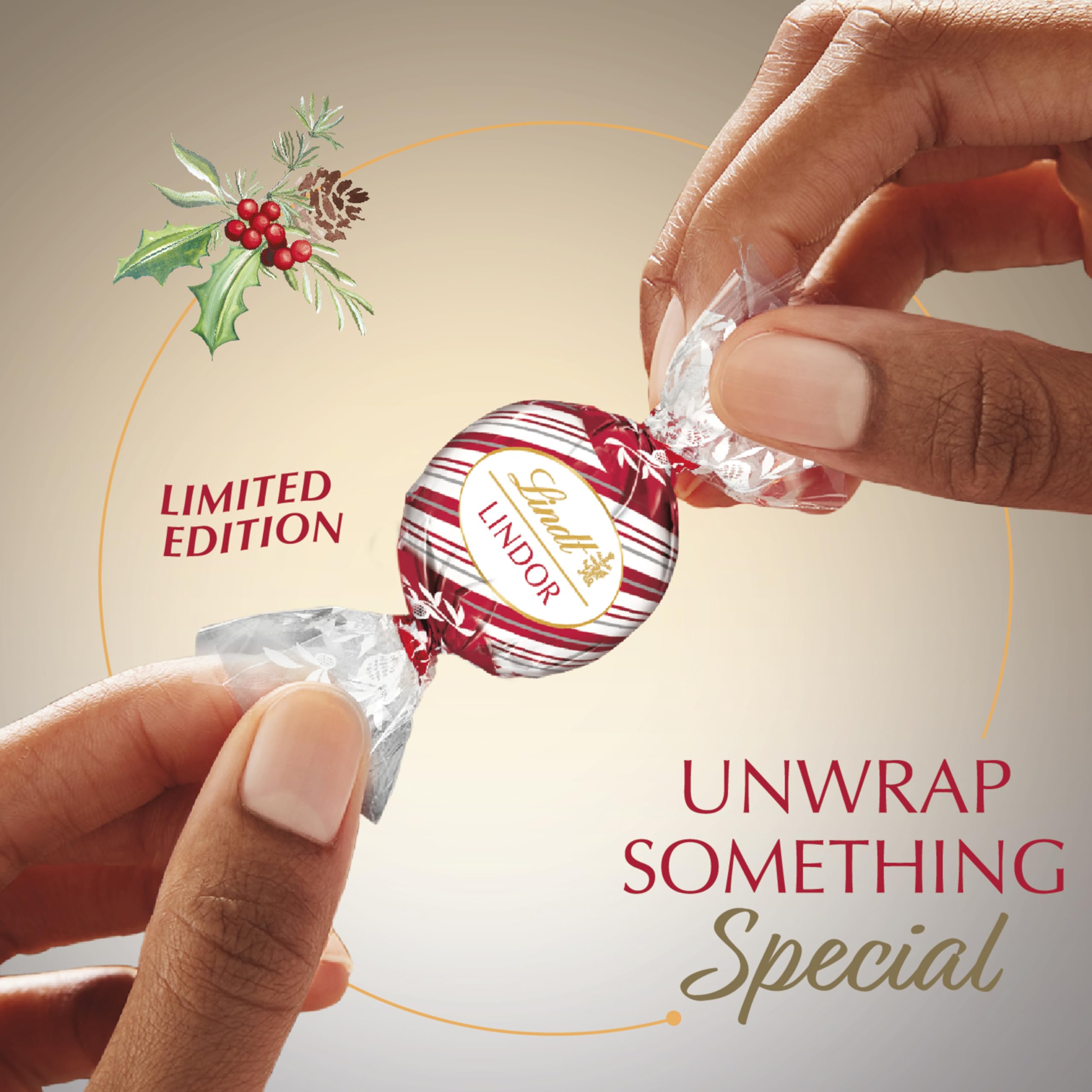 Lindt LINDOR White Chocolate Peppermint Truffles, White Chocolate Candy with Smooth Peppermint Truffle Center, 25.4 oz., 60 Count