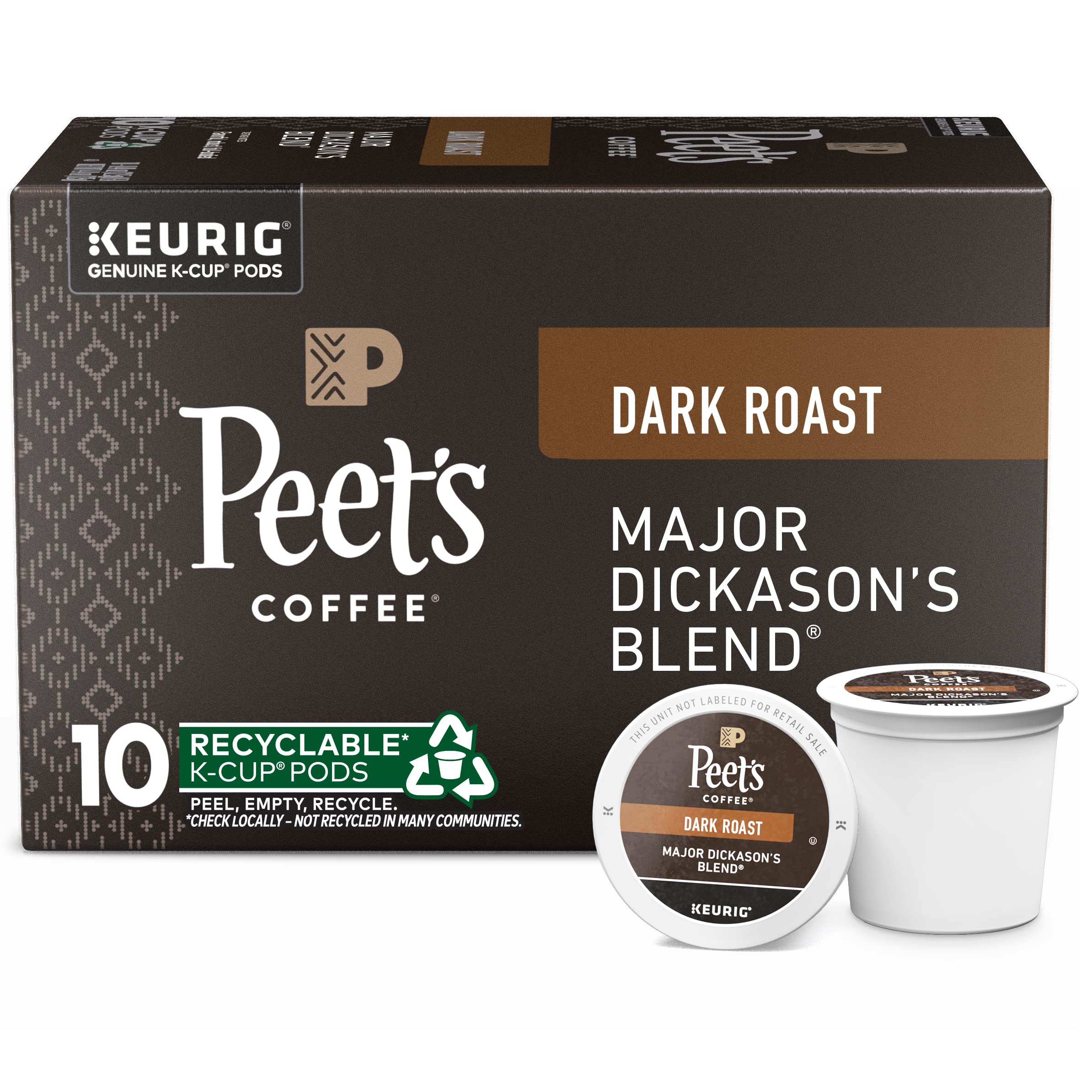 Peet's Coffee, Dark Roast Keurig K-Cup Pods - Major Dickason's Blend 75 Count (1 Box of 75 Pods)