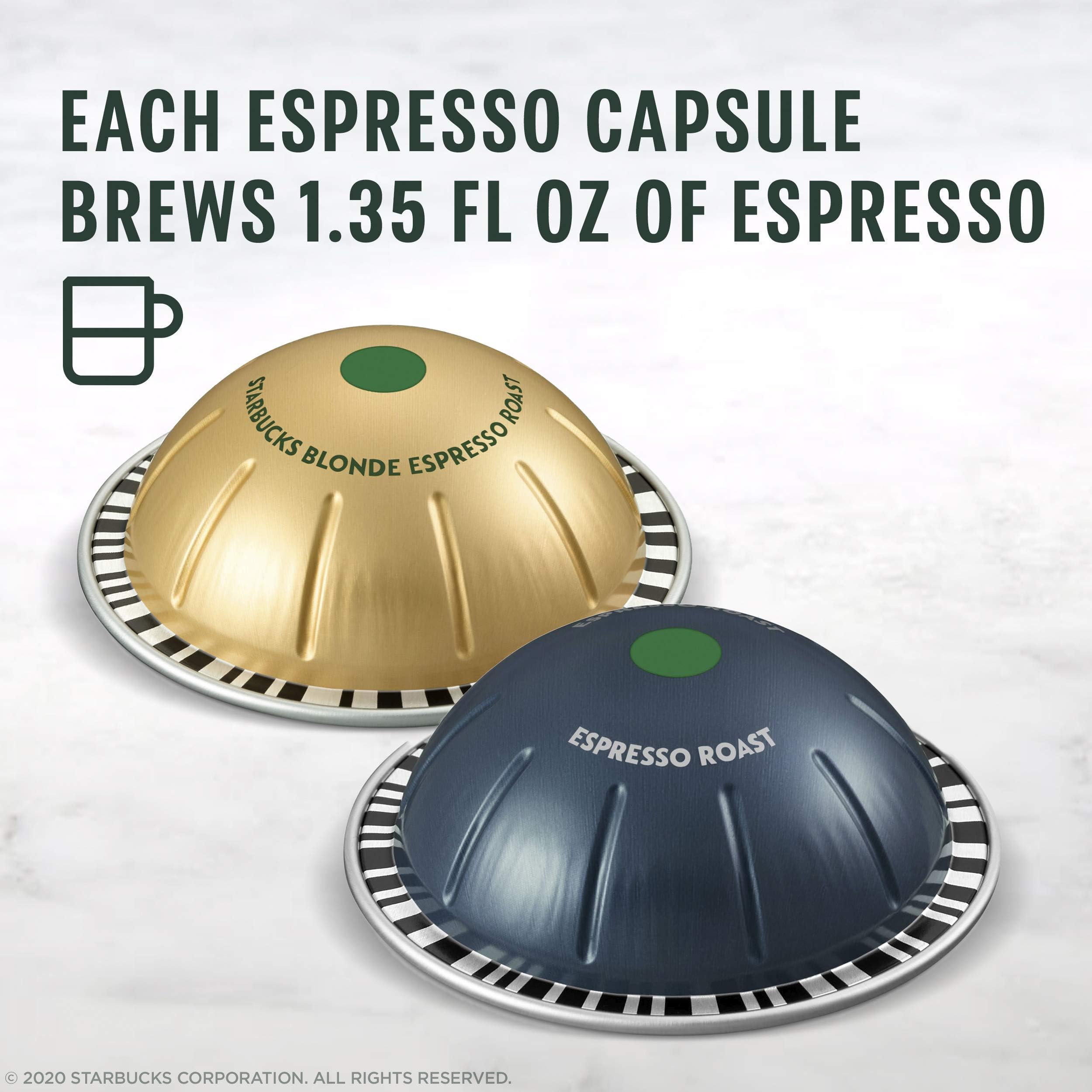 Starbucks by Nespresso Vertuo, Blonde Roast Espresso, 50-count Espresso Pods, Brews, 1.35 oz.
