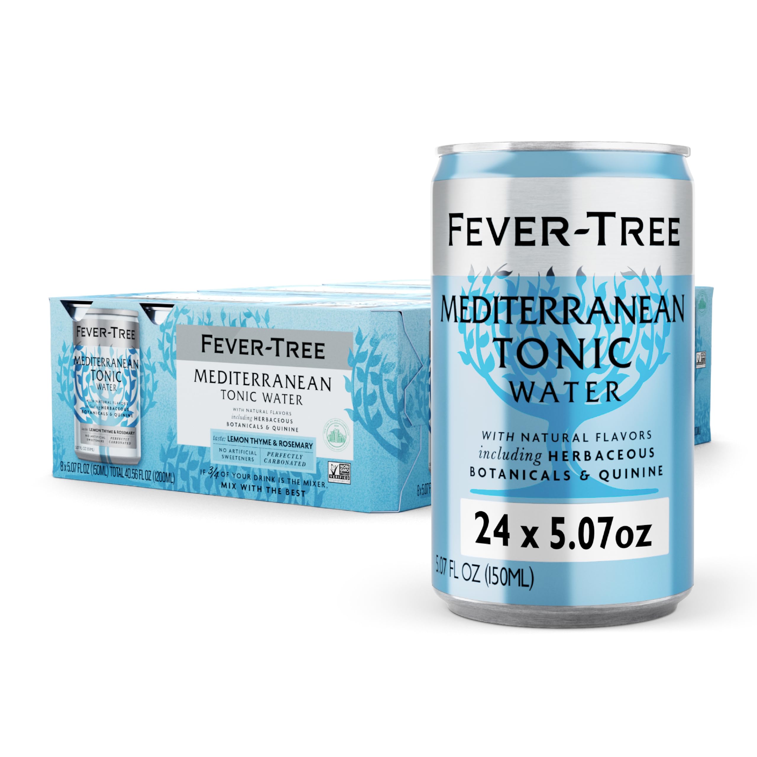 Fever Tree Tonic Water - Premium Quality Mixer - Refreshing Beverage for Cocktails & Mocktails. Naturally Sourced Ingredients, No Artificial Sweeteners or Colors - 150 ML Cans - Pack of 24