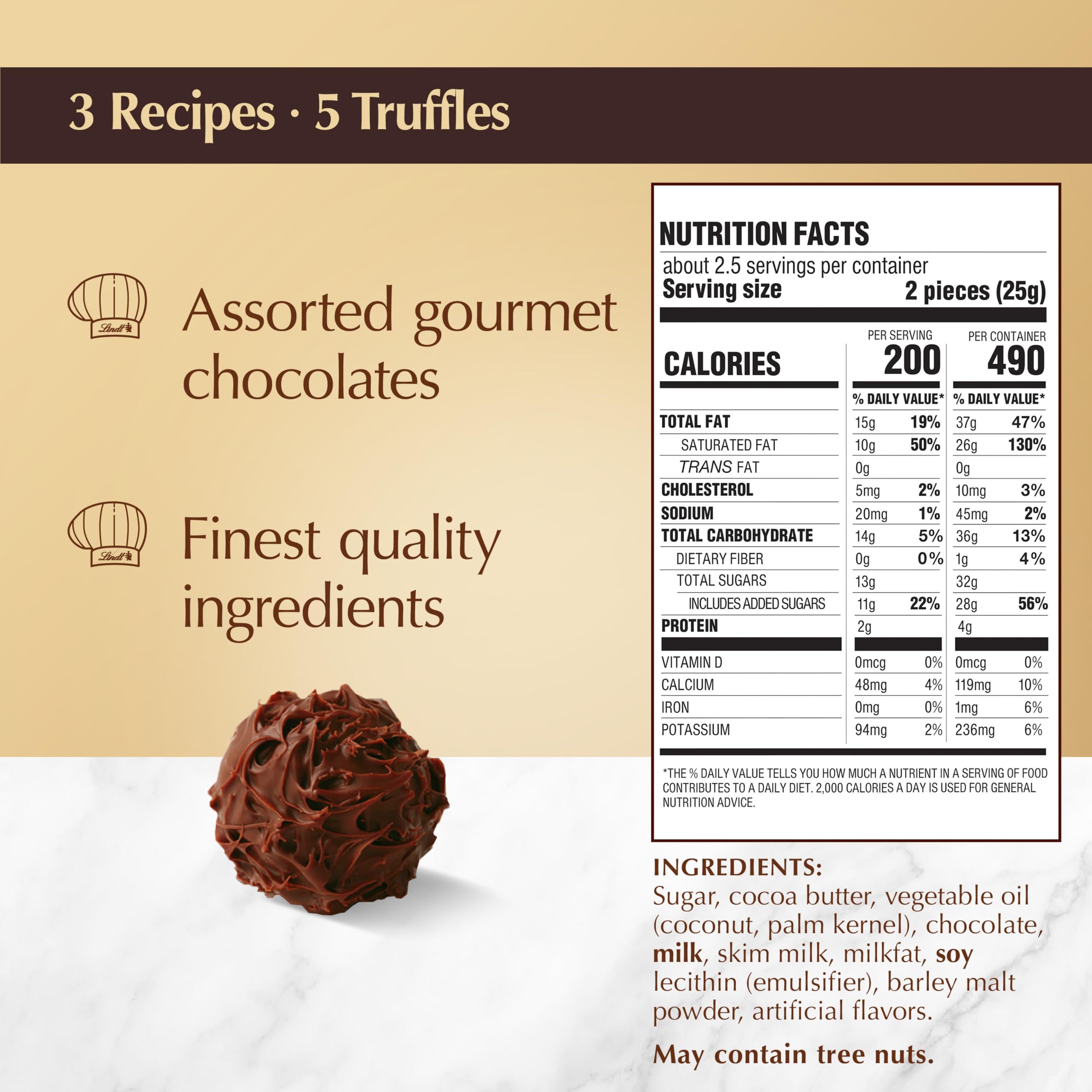 Lindt Gourmet Truffles Chocolate Candy Truffles, Assorted Chocolate Truffles, Christmas Candy, 14.7 oz. Gift Box