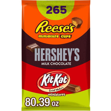 HERSHEY'S, KIT KAT and REESE'S Assorted Milk Chocolate Candy Variety Bag, 80.39 oz (265 Pieces)
