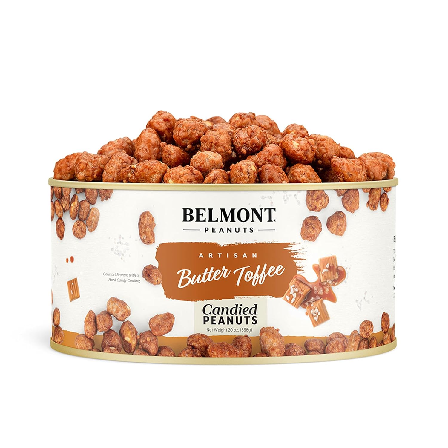 Belmont Peanuts Gourmet Sea-Salted Virginia Peanuts, 20 oz (1 Pack) – Only 3 Simple Ingredients, No Preservatives, 7g Protein – A Premium, Salty, Crunchy, Hand Seasoned Snack