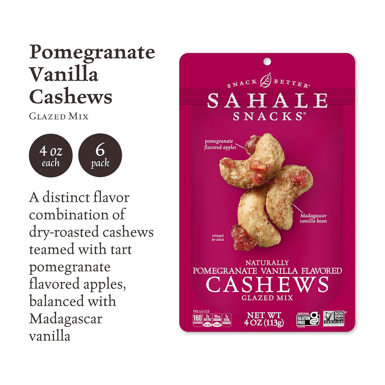 Sahale Snacks Glazed Mix Nut Blend Variety Pack, 1.5 Oz Grab & Go Bags (12 Total Packs) - Four Different Dry-Roasted Deluxe Mixed Nuts Blends Included - Non-GMO Kosher & Certified Gluten-Free Snacks