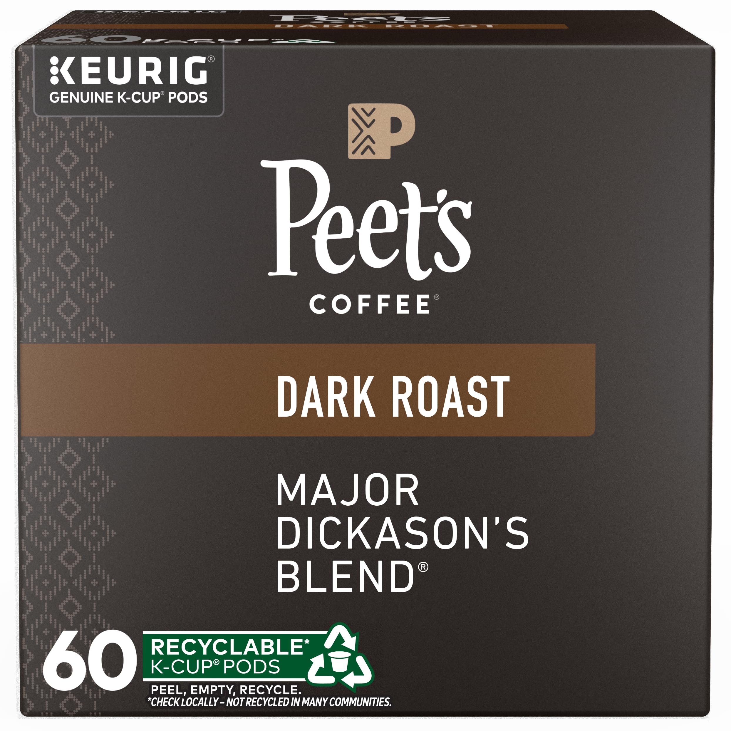 Peet's Coffee, Dark Roast Keurig K-Cup Pods - Major Dickason's Blend 75 Count (1 Box of 75 Pods)