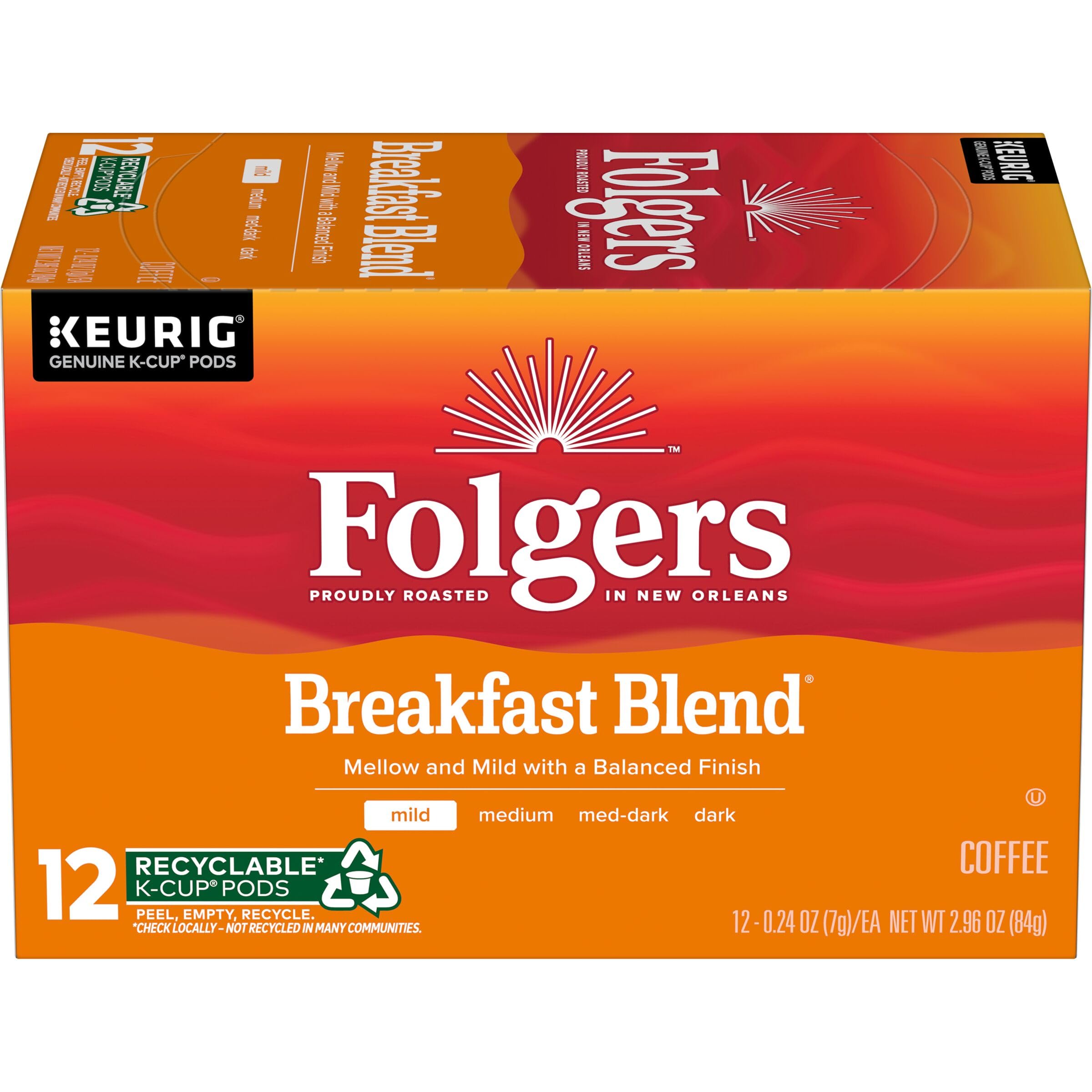 Folgers Classic Roast Medium Roast Coffee, 72 Keurig K-Cup Pods