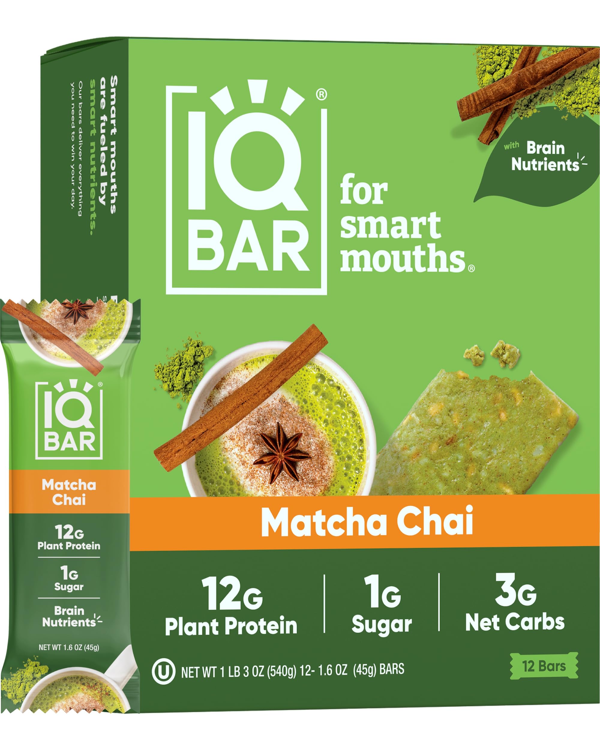 IQBAR Brain and Body Plant Protein Bars - Chocolate Lovers Variety - 36-Count - Keto, Vegan, Low Carb, High Fiber, Gluten Free, Dairy Free, Low Sugar Snack with Nutrients for Focus, Energy, Meal Replacement
