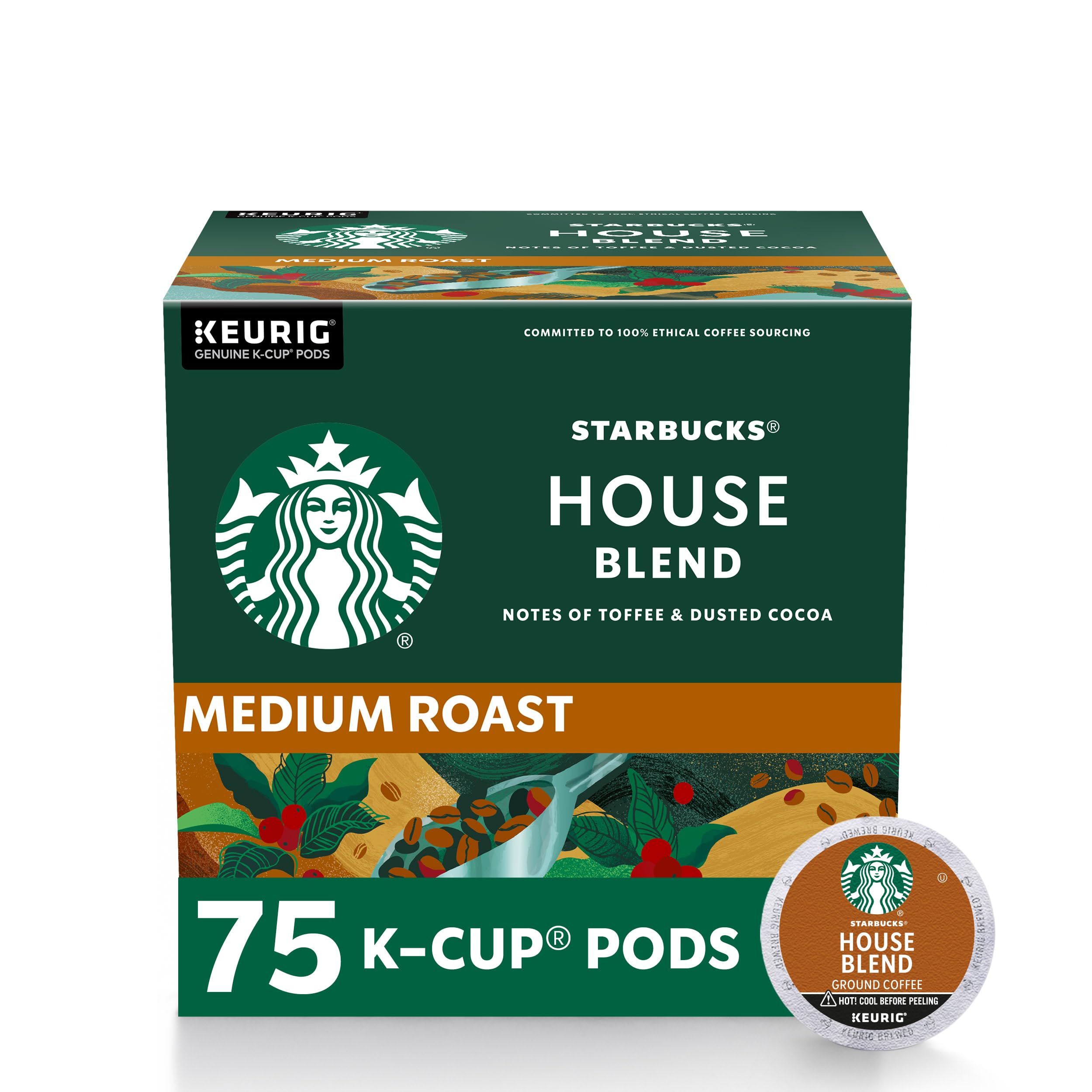 Starbucks K-Cup Coffee Pods, Medium Roast Hot or Iced Coffee, Pike Place Roast, 96 Keurig Pods