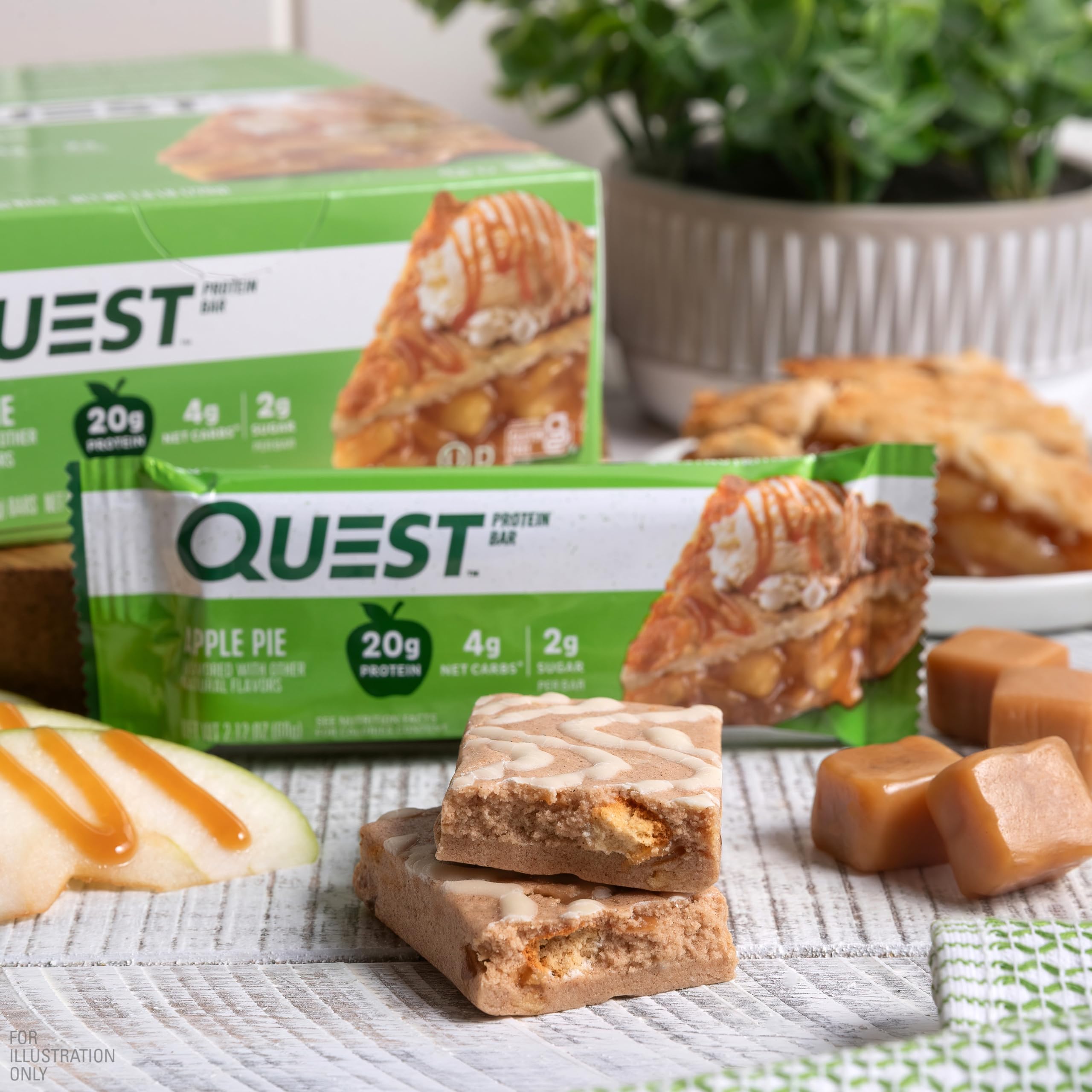 Quest Nutrition Chocolate Chip Dough Cookie Protein Bars, 21g Protein, 1g Sugar, 4g Net Carb, High Fiber, Gluten Free, Keto Friendy, 12 Count