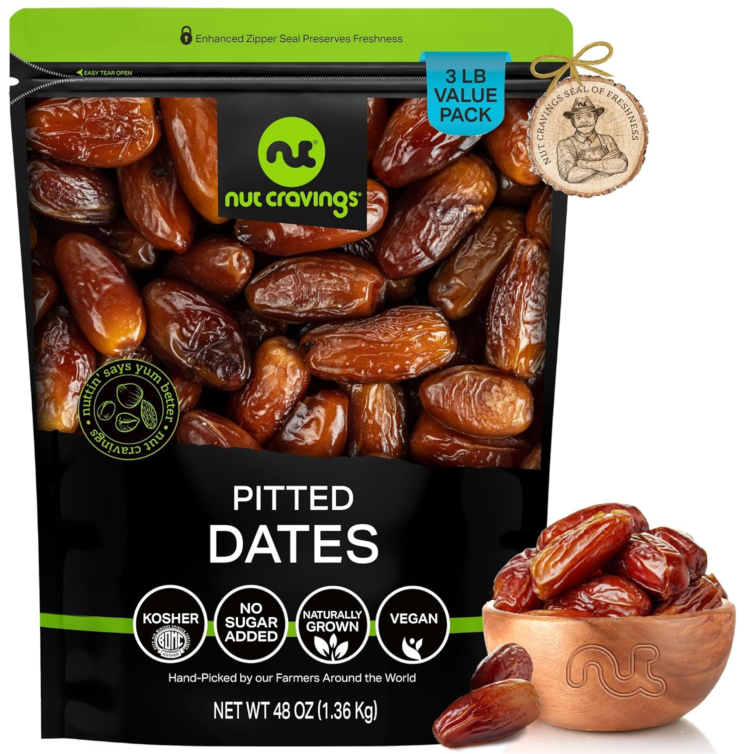 NUT CRAVINGS - Dried California Peaches, No Sugar Added, Unsweetened (16oz, 1 LB) Sweet Healthy Snack, Vegan, Kosher, Resealable Bag