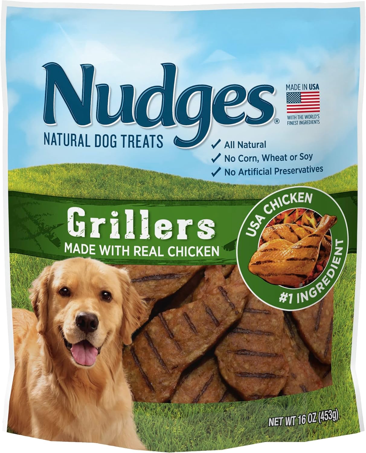Blue Buffalo Nudges Grillers Natural Dog Treats, Made in the USA with Real Steak, 16-oz Bag