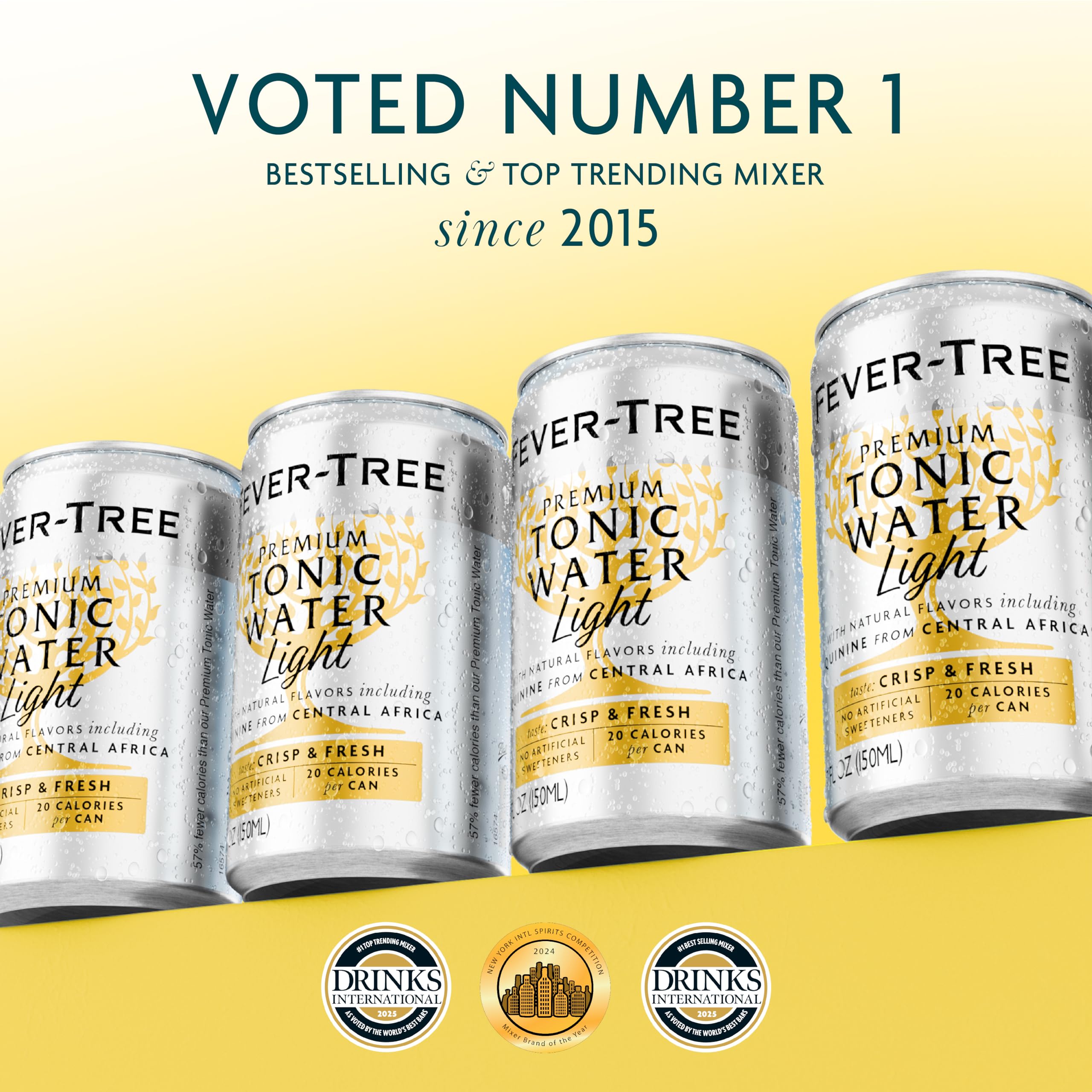 Fever Tree Tonic Water - Premium Quality Mixer - Refreshing Beverage for Cocktails & Mocktails. Naturally Sourced Ingredients, No Artificial Sweeteners or Colors - 150 ML Cans - Pack of 24