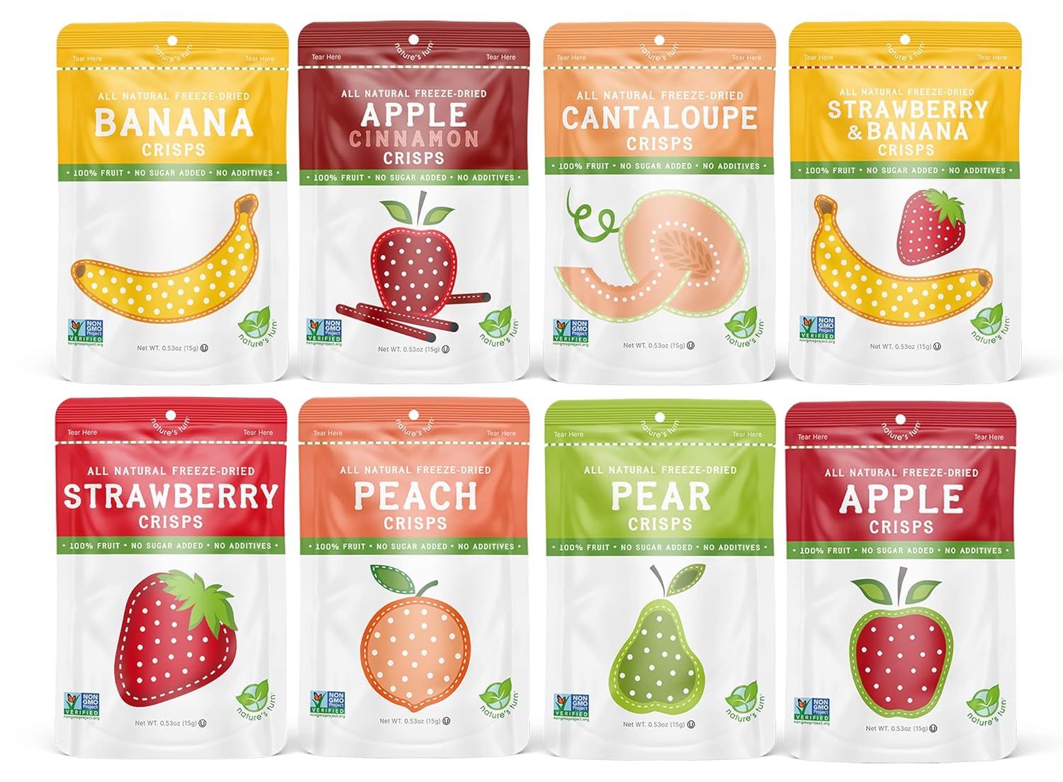 Nature’s Turn Freeze-Dried Strawberry Crisps – Healthy, Gluten-Free, Crispy & Delicious, Plant-Based Snack, Ideal for Cereal, Smoothies, School Lunches, & On-the-Go, Bags of 12 (0.53 oz Each)