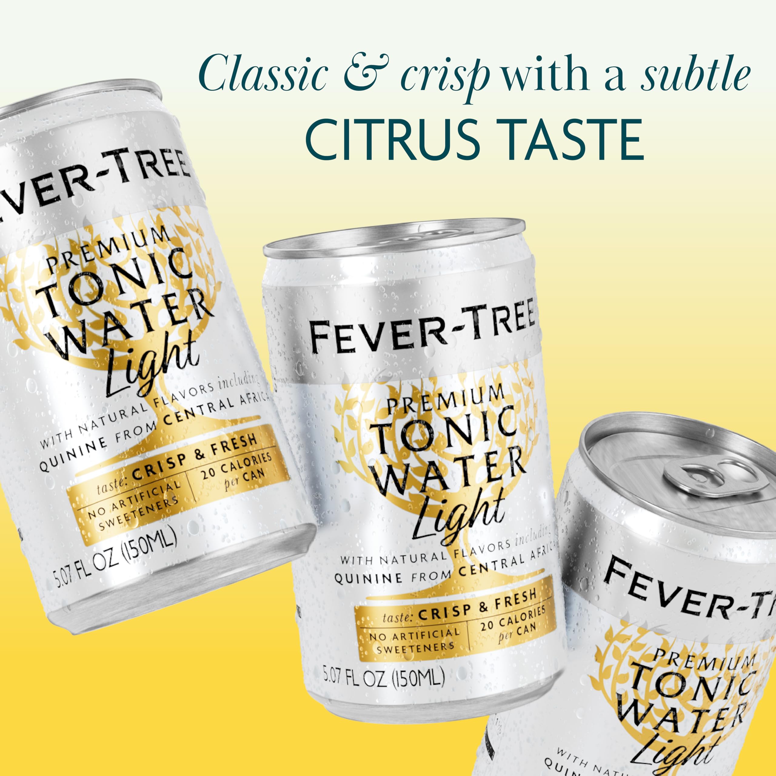 Fever Tree Tonic Water - Premium Quality Mixer - Refreshing Beverage for Cocktails & Mocktails. Naturally Sourced Ingredients, No Artificial Sweeteners or Colors - 150 ML Cans - Pack of 24