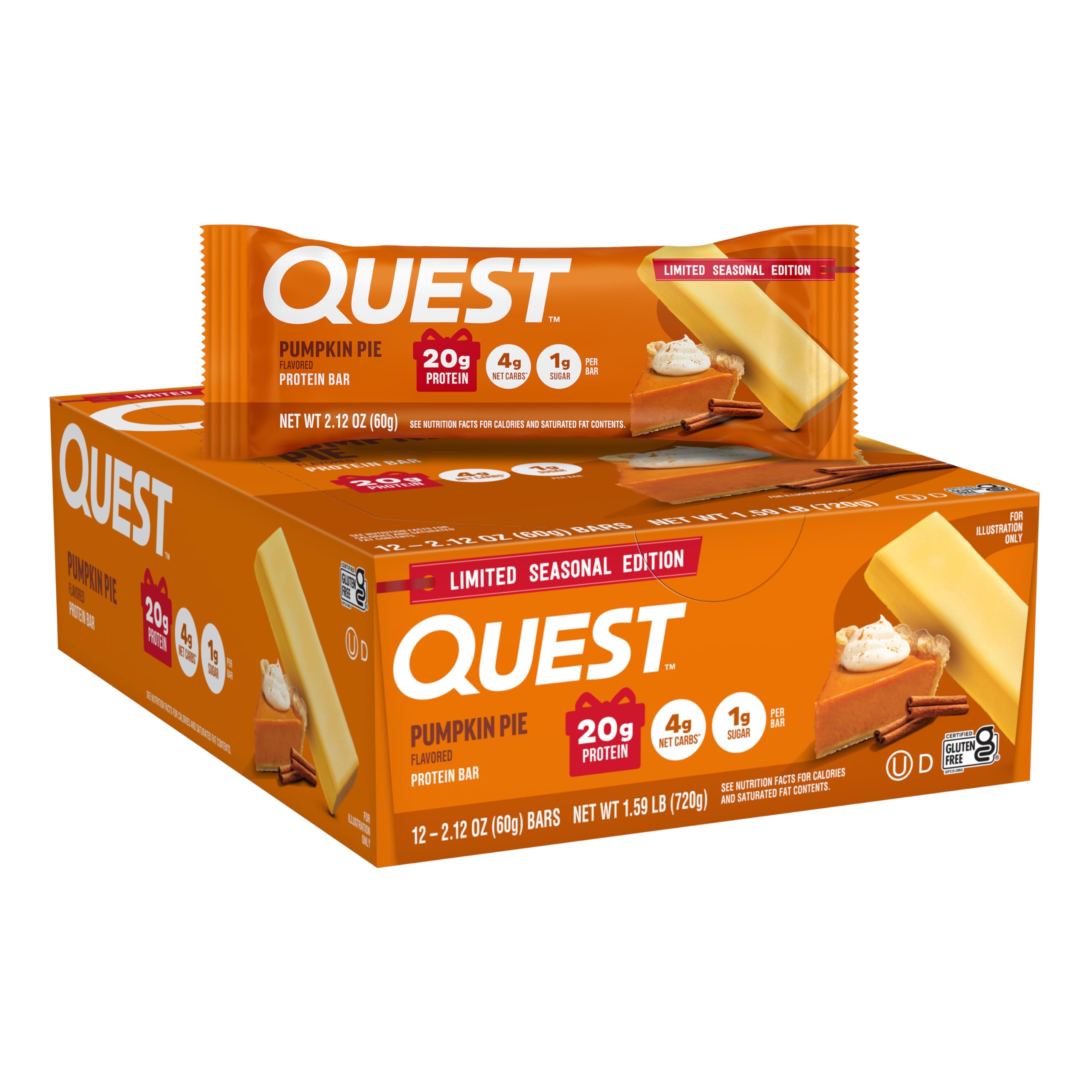 Quest Nutrition Chocolate Chip Dough Cookie Protein Bars, 21g Protein, 1g Sugar, 4g Net Carb, High Fiber, Gluten Free, Keto Friendy, 12 Count