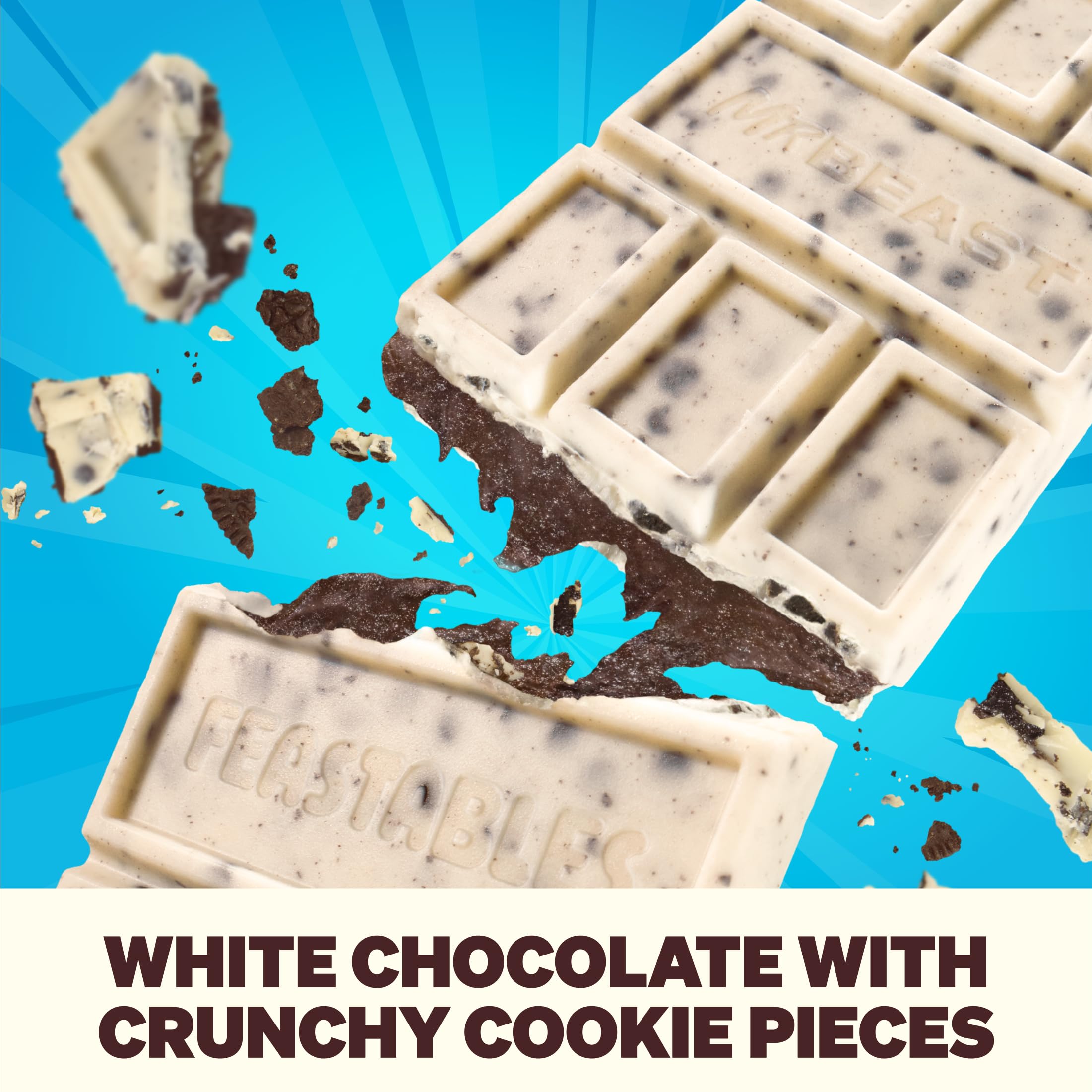 Feastables MrBeast Milk & Cookies Pack, King Size Milk Chocolate & Cookies & Creme Bars, 10 Each, Candy Bars for Adults & Kids as Snacks, Gifts, or Dessert, Fairtrade Cocoa, 2.1 Oz Each, 20 Count
