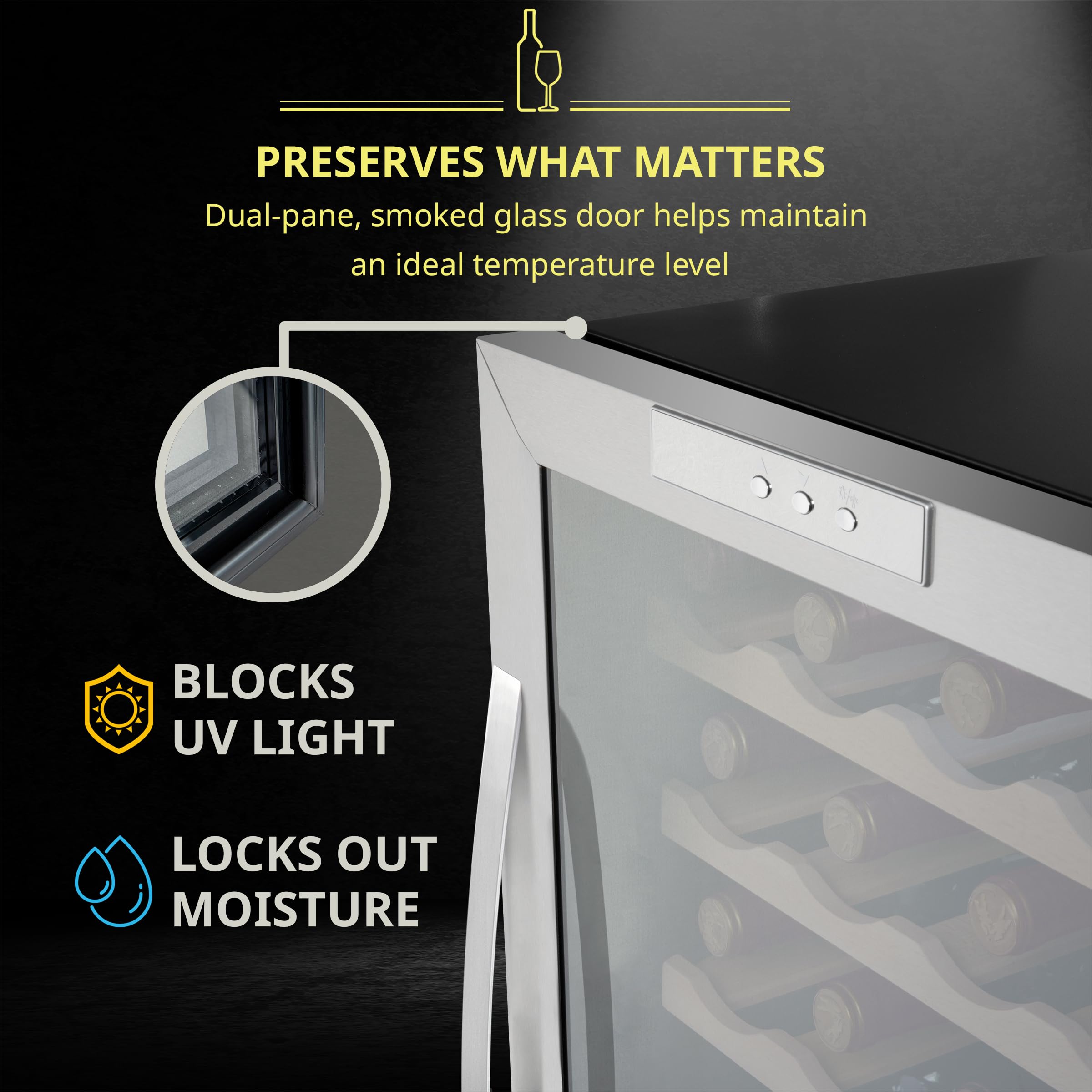 SCHMECKE 28 Bottle Compressor Wine Cooler Refrigerator w/Lock - Large Freestanding Wine Cellar - 41f-64f Digital Temperature Control Wine Fridge For Red, White, Champagne or Sparkling Wine - Black