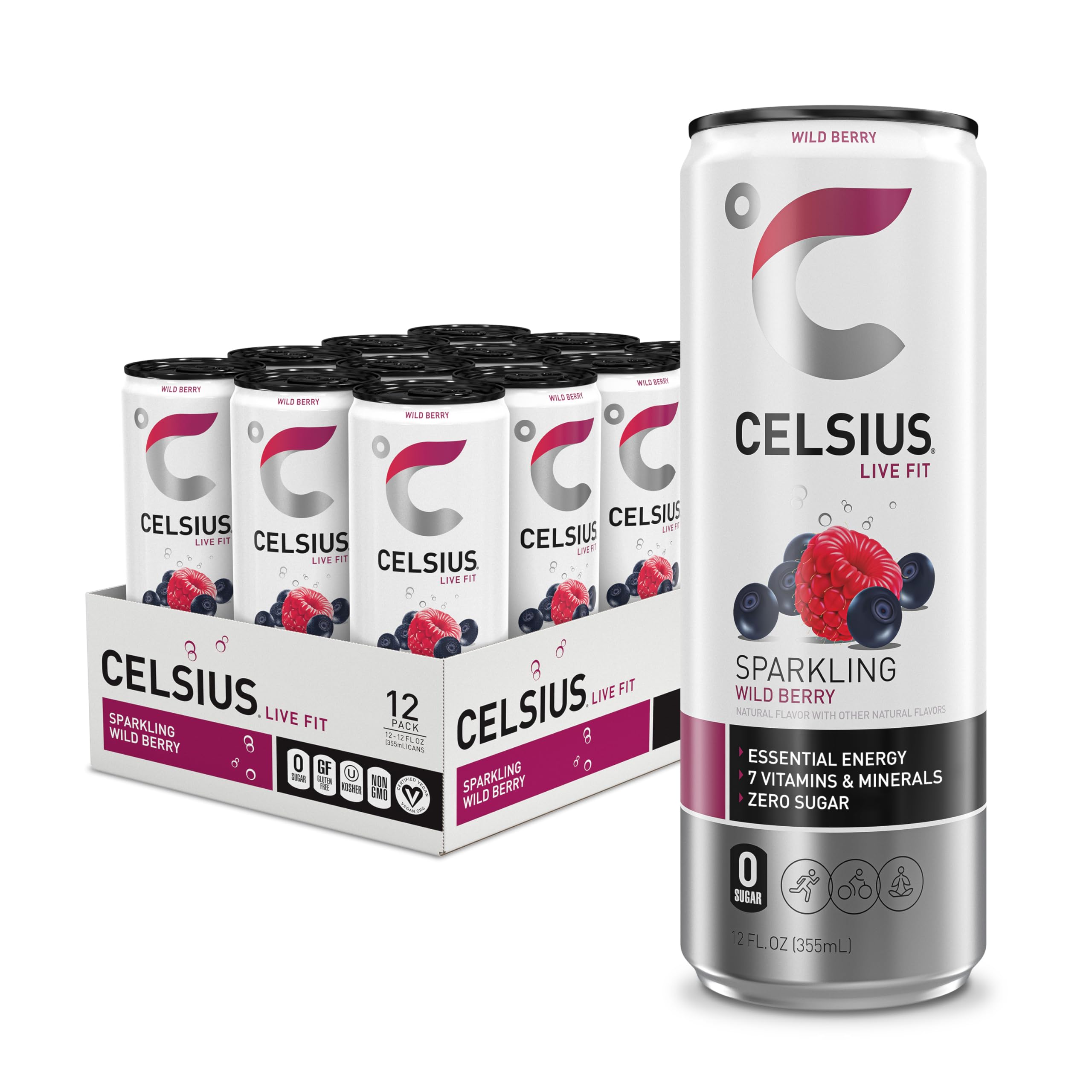 CELSIUS Sparkling Kiwi Guava, Functional Essential Energy Drink 12 Fl Oz (Pack of 12)