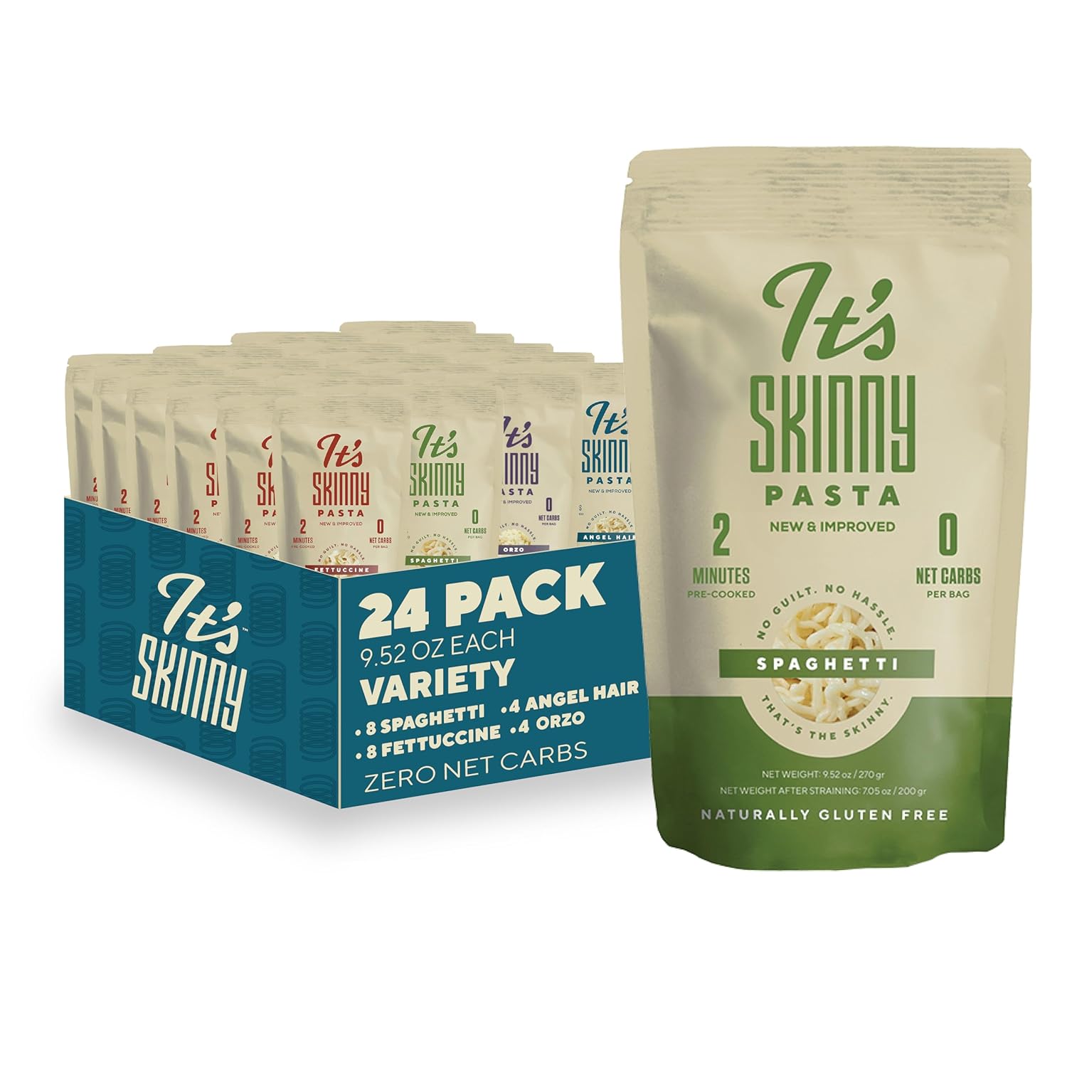 It’s Skinny Fettuccine Pasta – Low Carb Pasta, Gluten Free, Keto & Vegan-Friendly, Shirataki Konjac, Sugar-Free, High in Fiber, Only 4.5 Calories Per Serving, Ready in 2 Minutes (6 Packs)