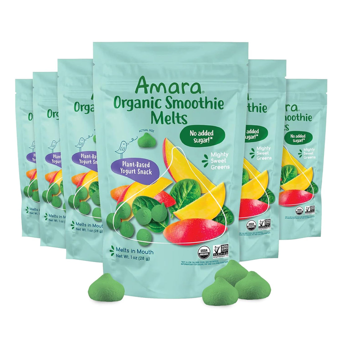 Amara Smoothie Melts - Mixed Red Berries - Baby Snacks Made With Fruits and Vegetables - Healthy Toddler Snacks For Your Kids Lunch Box - Organic Plant Based Yogurt Melts - 6 Resealable Bags