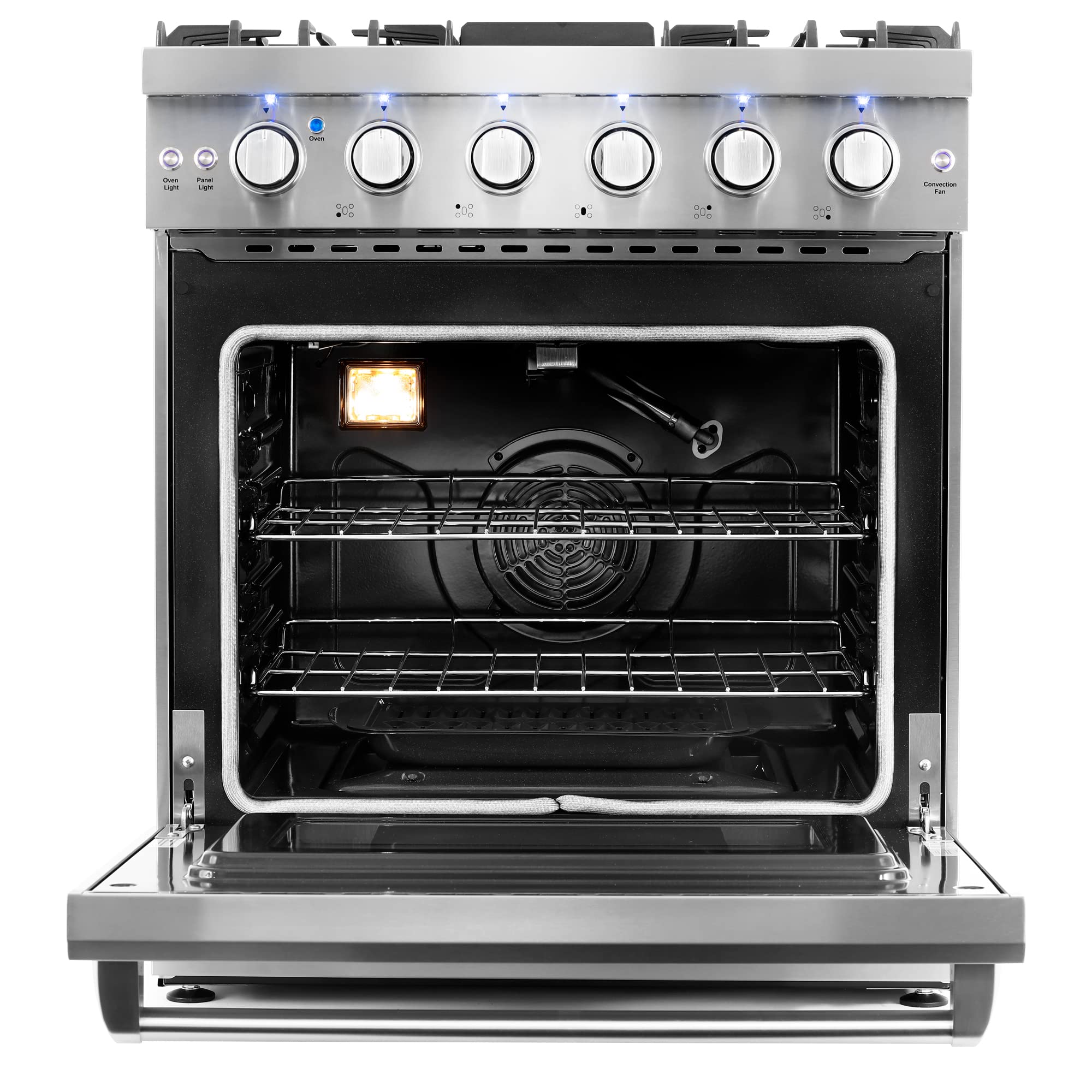 COSMO COS-EPGR366 36 in. Haven Collection 6.0 cu. ft. Gas Range, 6 Burners, Convection Oven, Knob LEDs, Storage Drawer, Stainless Steel