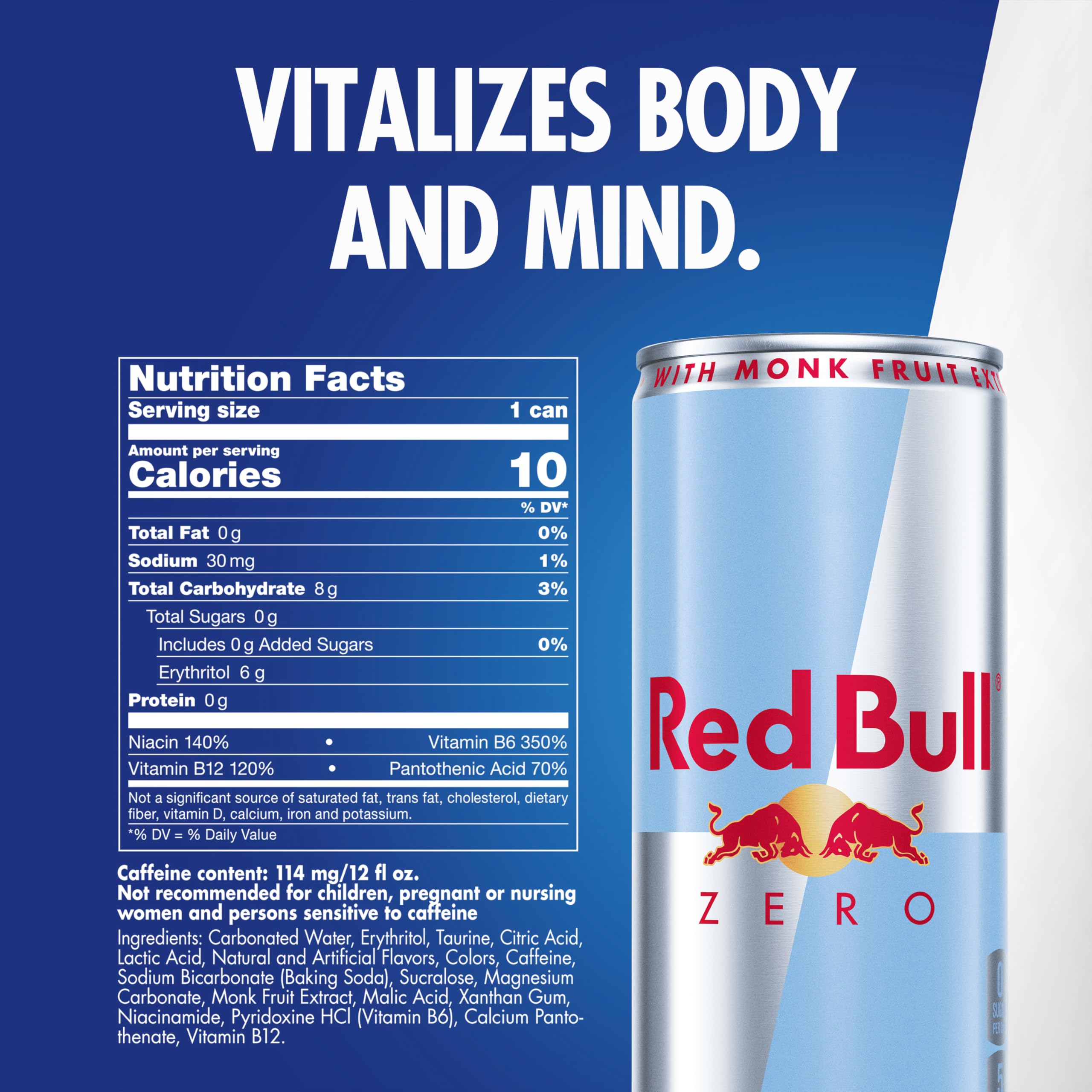 Red Bull Sugar Free Energy Drink with 151mg Caffeine plus Taurine & B Vitamins, 16 Fl Oz, Pack of 12 Cans