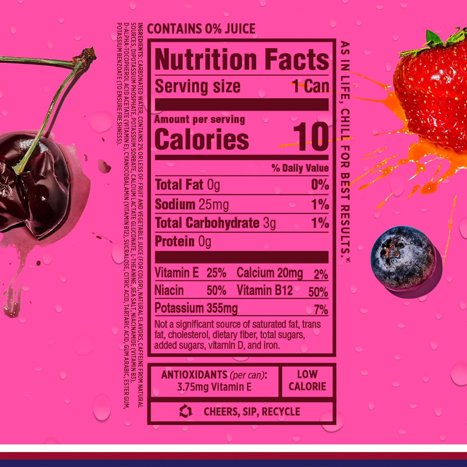 Sparkling Ice Energy Berry Blast 12Pk. Energy Drinks with Vitamins + Antioxidants, Zero Sugar. 12 fl oz cans.