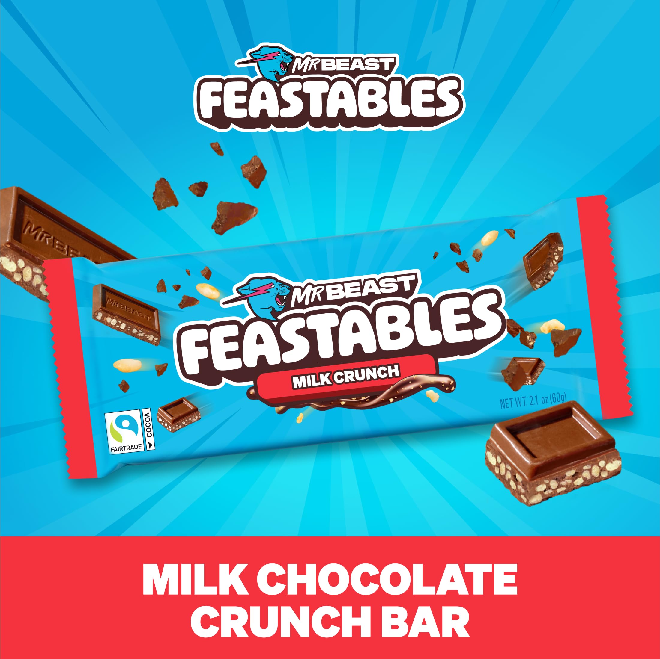Feastables MrBeast Milk & Cookies Pack, King Size Milk Chocolate & Cookies & Creme Bars, 10 Each, Candy Bars for Adults & Kids as Snacks, Gifts, or Dessert, Fairtrade Cocoa, 2.1 Oz Each, 20 Count