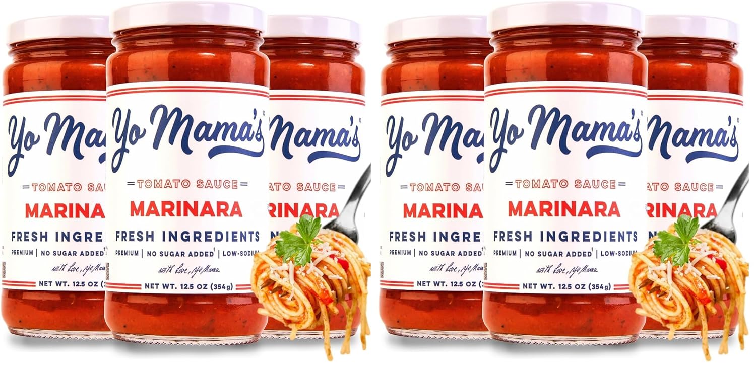 Yo Mama's Foods Keto Marinara Pasta Sauce - (3) 12.5 Ounce Jars - No Sugar Added, Low Carb, Low Sodium, Gluten Free, Paleo Friendly, and Made with Fresh, Non-GMO Tomatoes