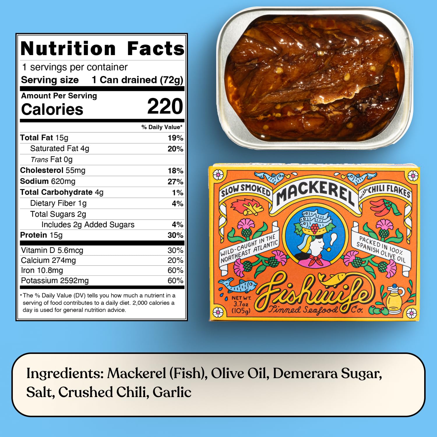 Fishwife Smoky Trio 3-Pack (Smoked Rainbow Trout, Smoked Salmon, Smoked Mackerel) | Gluten Free, High Protein, Omega-3s | Hand-Packed