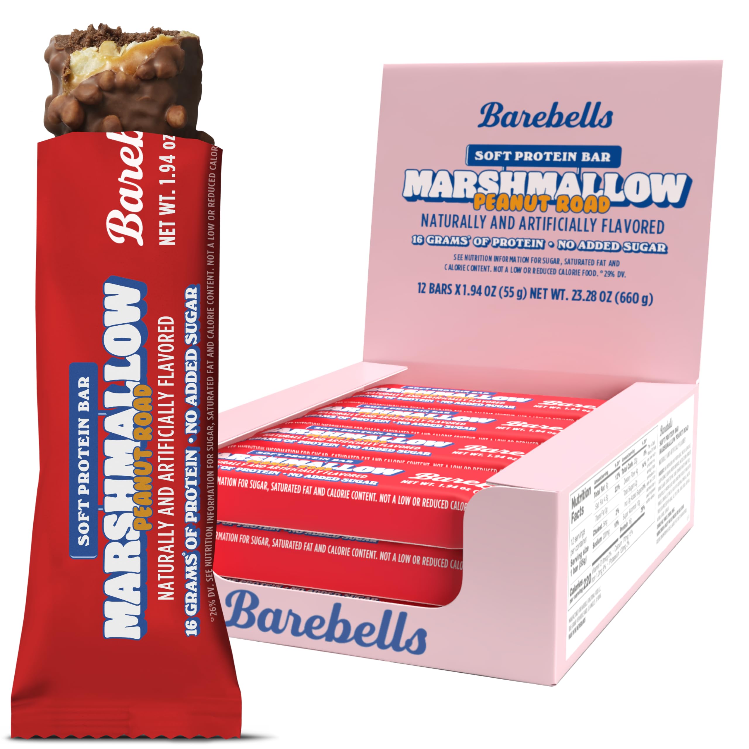 Barebells Protein Bars Salty Peanut - 12 Count, 20g High Protein Treats - Chocolate Nutrition Bar with 1g Total Sugars - On-The-Go Breakfast or Post-Workout Snack