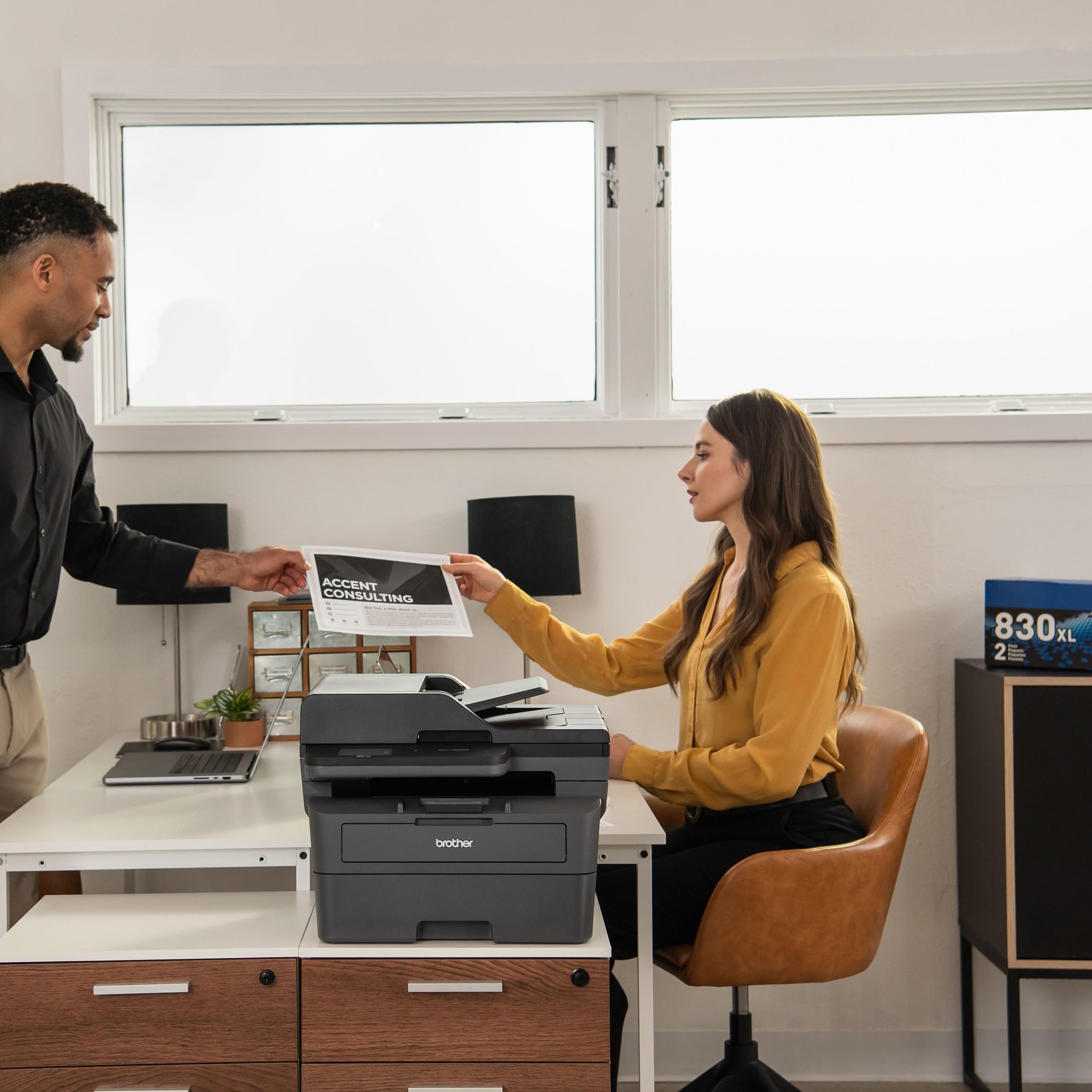 Brother MFC-L2820DW Wireless Compact Monochrome All-in-One Laser Printer with Copy, Scan and Fax, Duplex, Black & White | Includes Refresh Subscription Trial(1), Works with Alexa