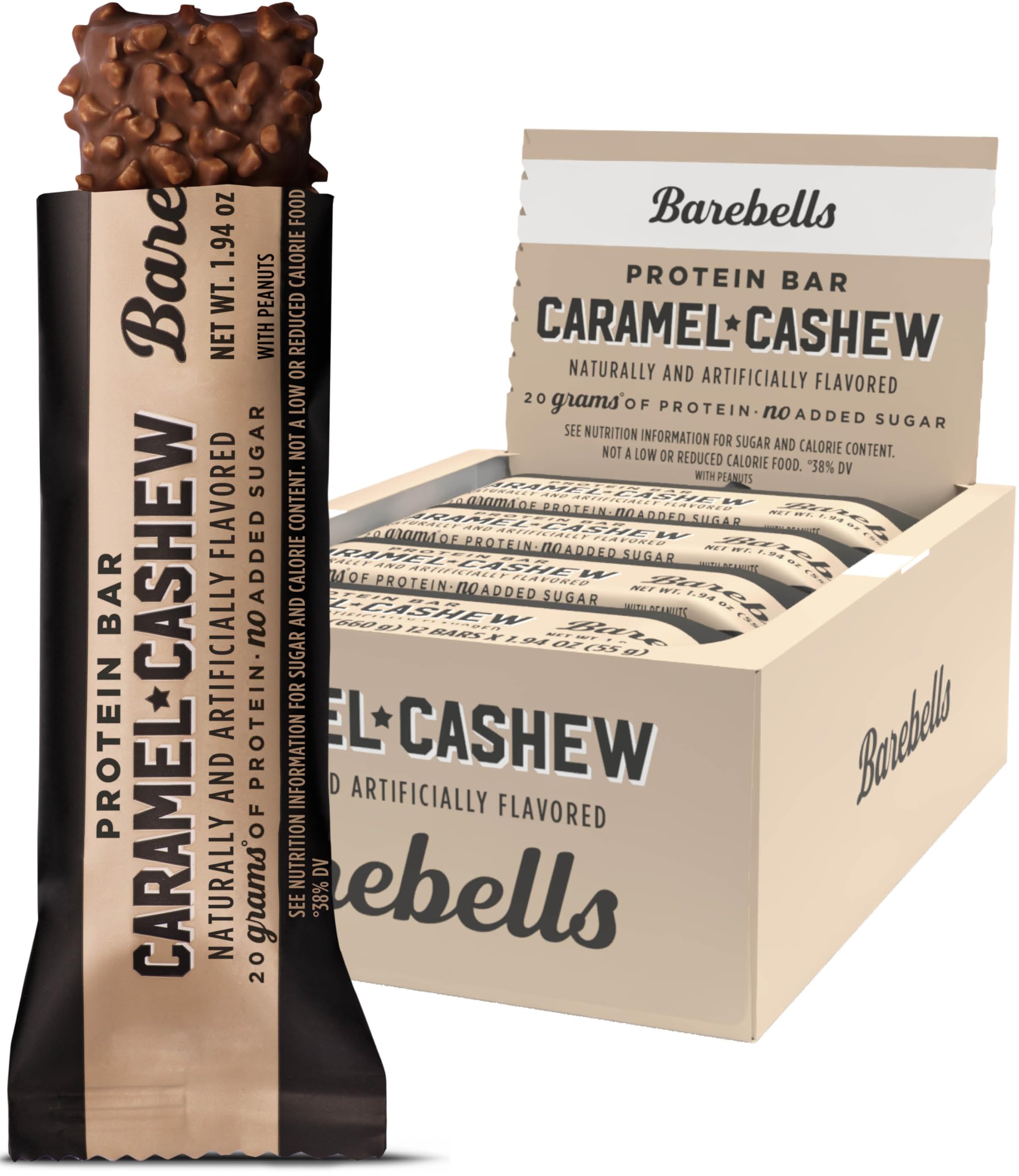 Barebells Protein Bars Salty Peanut - 12 Count, 20g High Protein Treats - Chocolate Nutrition Bar with 1g Total Sugars - On-The-Go Breakfast or Post-Workout Snack