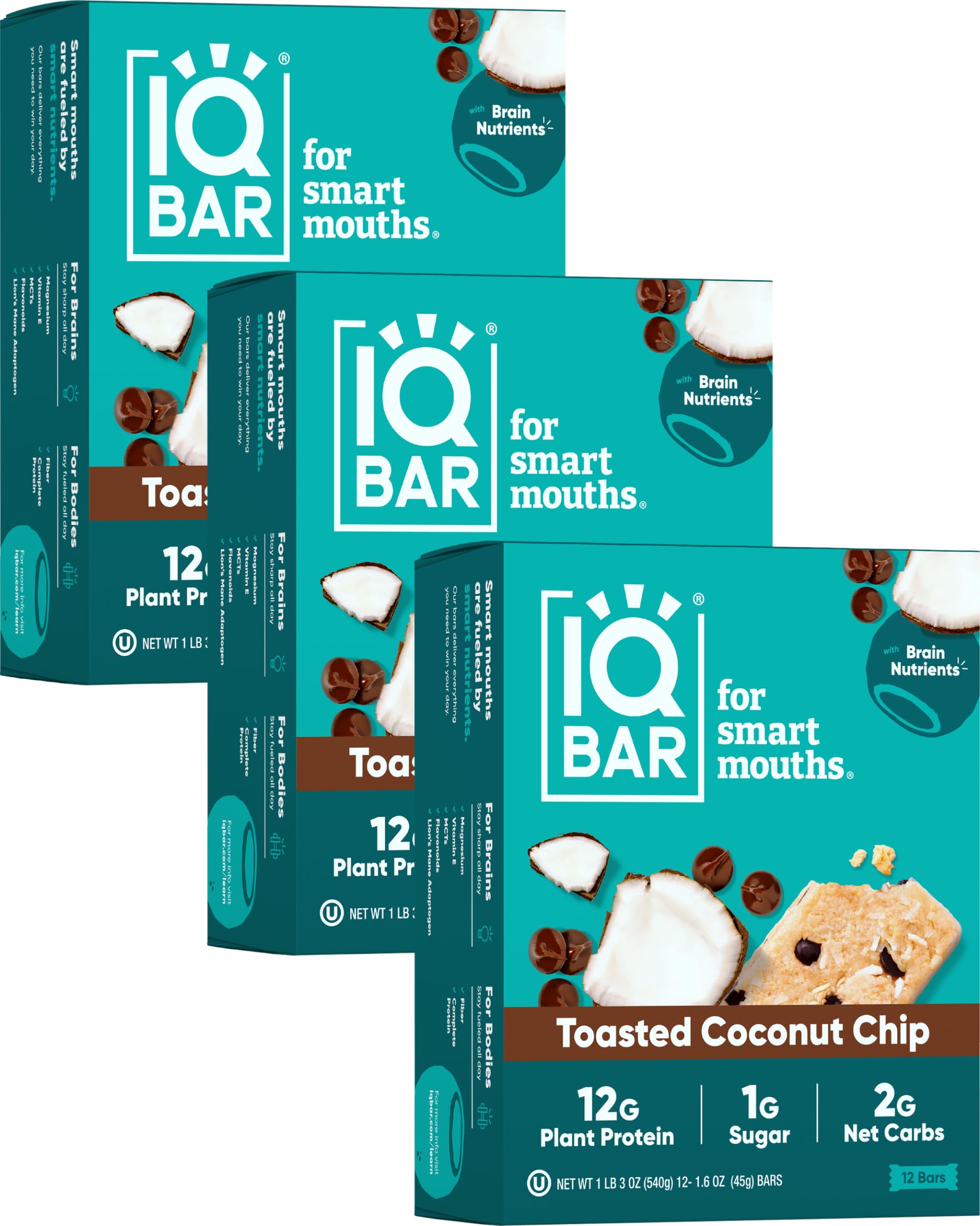 IQBAR Brain and Body Plant Protein Bars - Chocolate Lovers Variety - 36-Count - Keto, Vegan, Low Carb, High Fiber, Gluten Free, Dairy Free, Low Sugar Snack with Nutrients for Focus, Energy, Meal Replacement