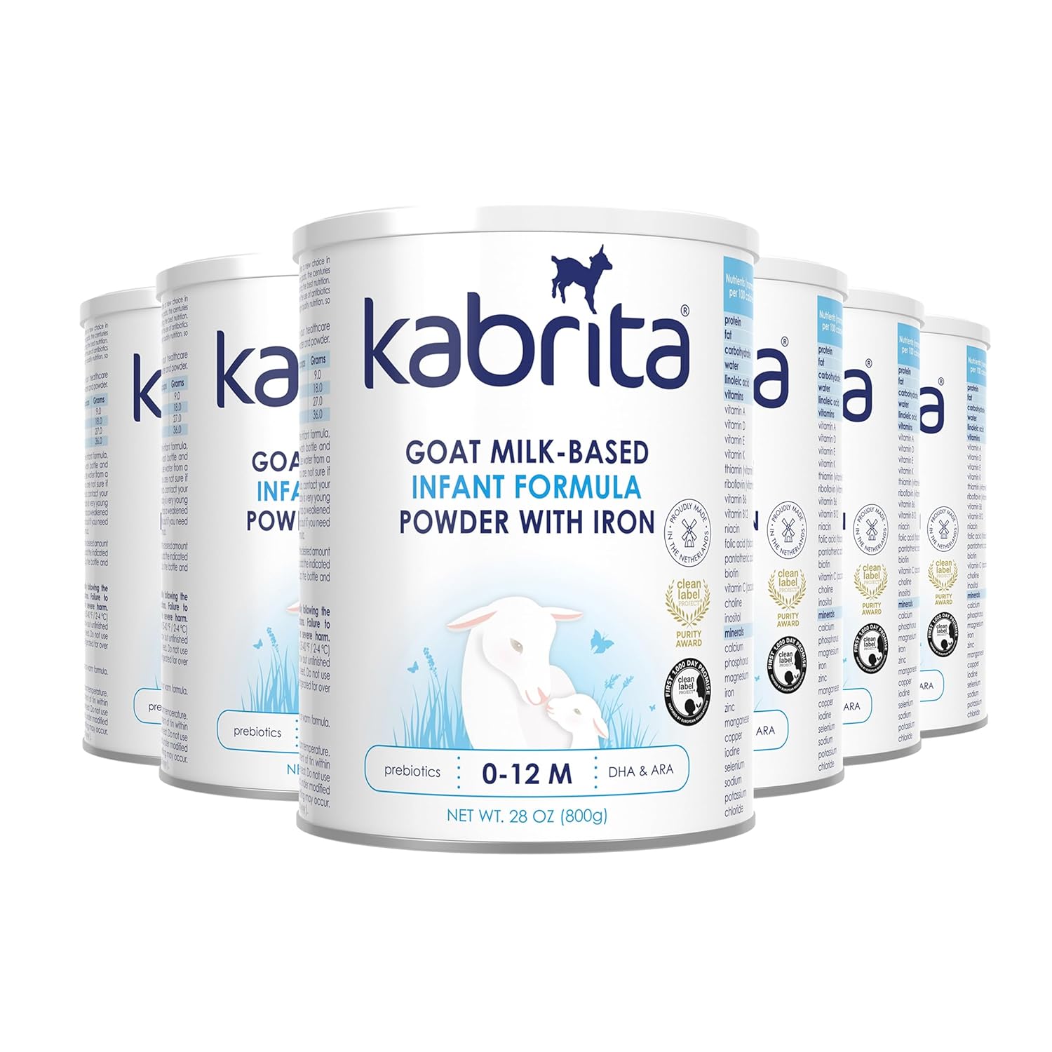 Kabrita Goat Milk-Based Infant Formula Powder with Iron, DHA, ARA & Prebiotics, for Infants 0–12 Months, Non-GMO, 28 oz