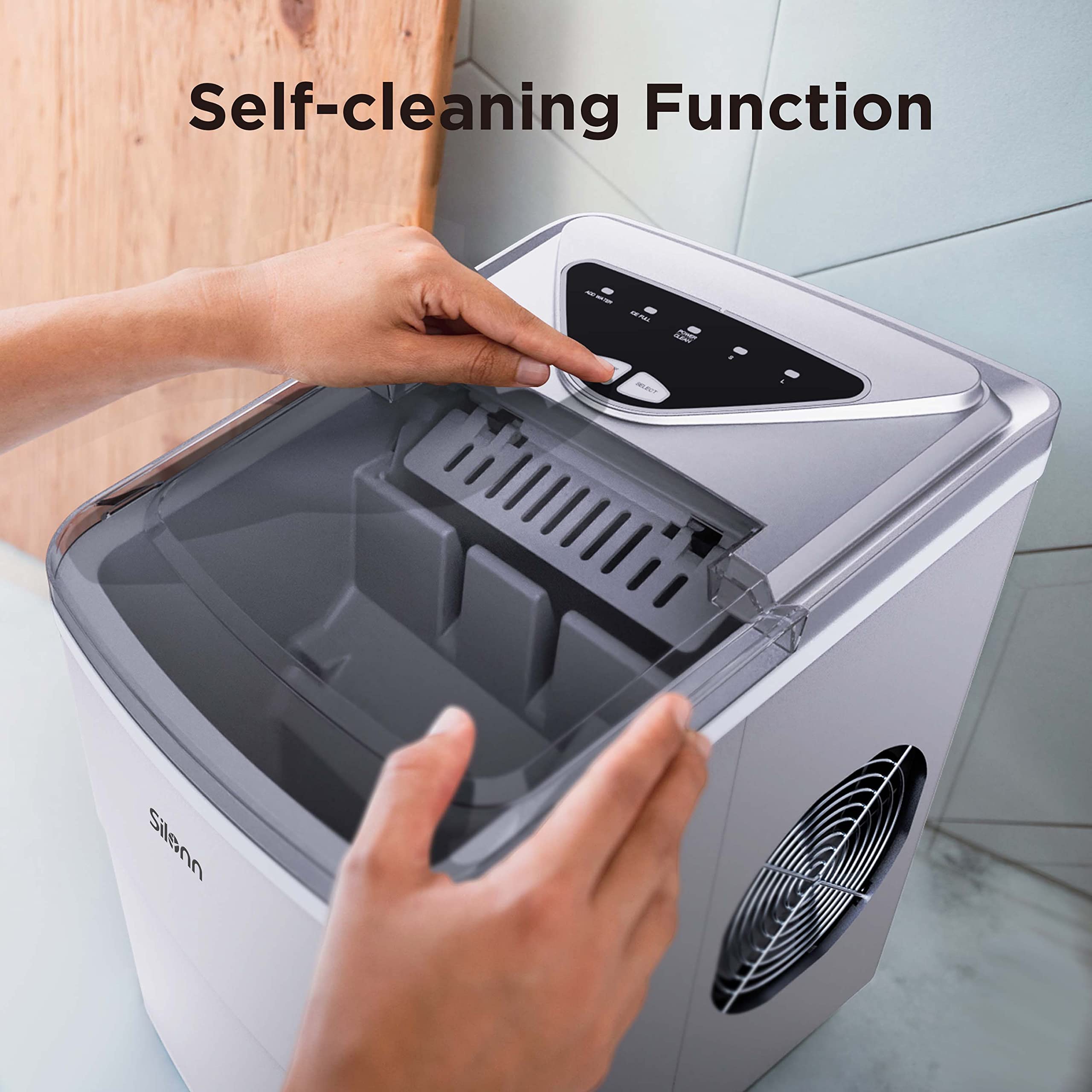 Nugget Ice Maker Countertop, Silonn Chewable Pellet Ice Machine with Self-Cleanin Function, 36lbs/24H Portable Ice Makers for Home Kitchen Officce, Black
