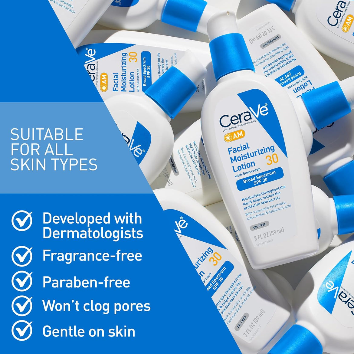 Cerave Pm Facial Moisturizing Lotion, 3 Oz., Multiplied With Derma Roller, 3 Fl Oz (Pack Of 1)