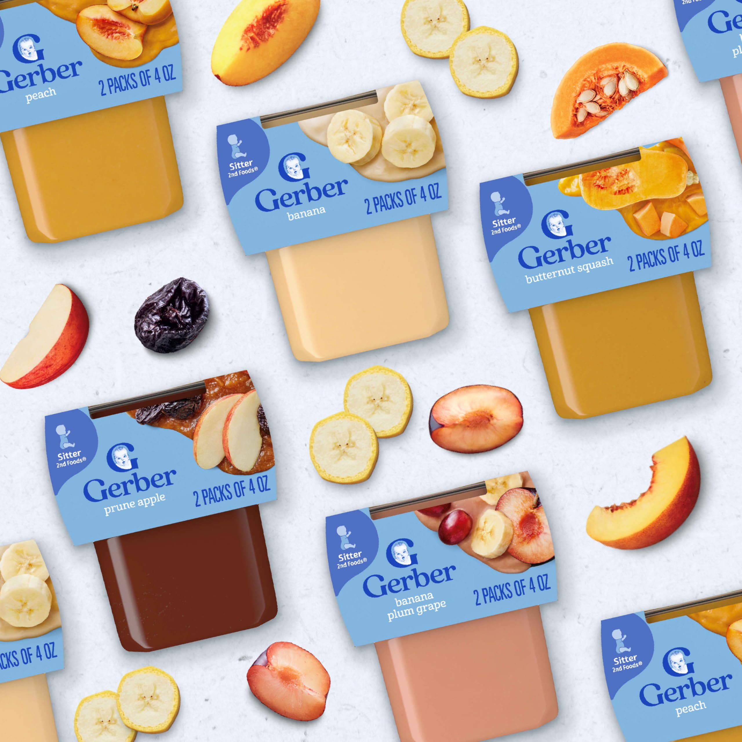 Gerber Stage 2 Baby Food, Nourishing Blends Tubs, Meat Meals Powerblend, Baby Puree, Variety Pack, 32PK