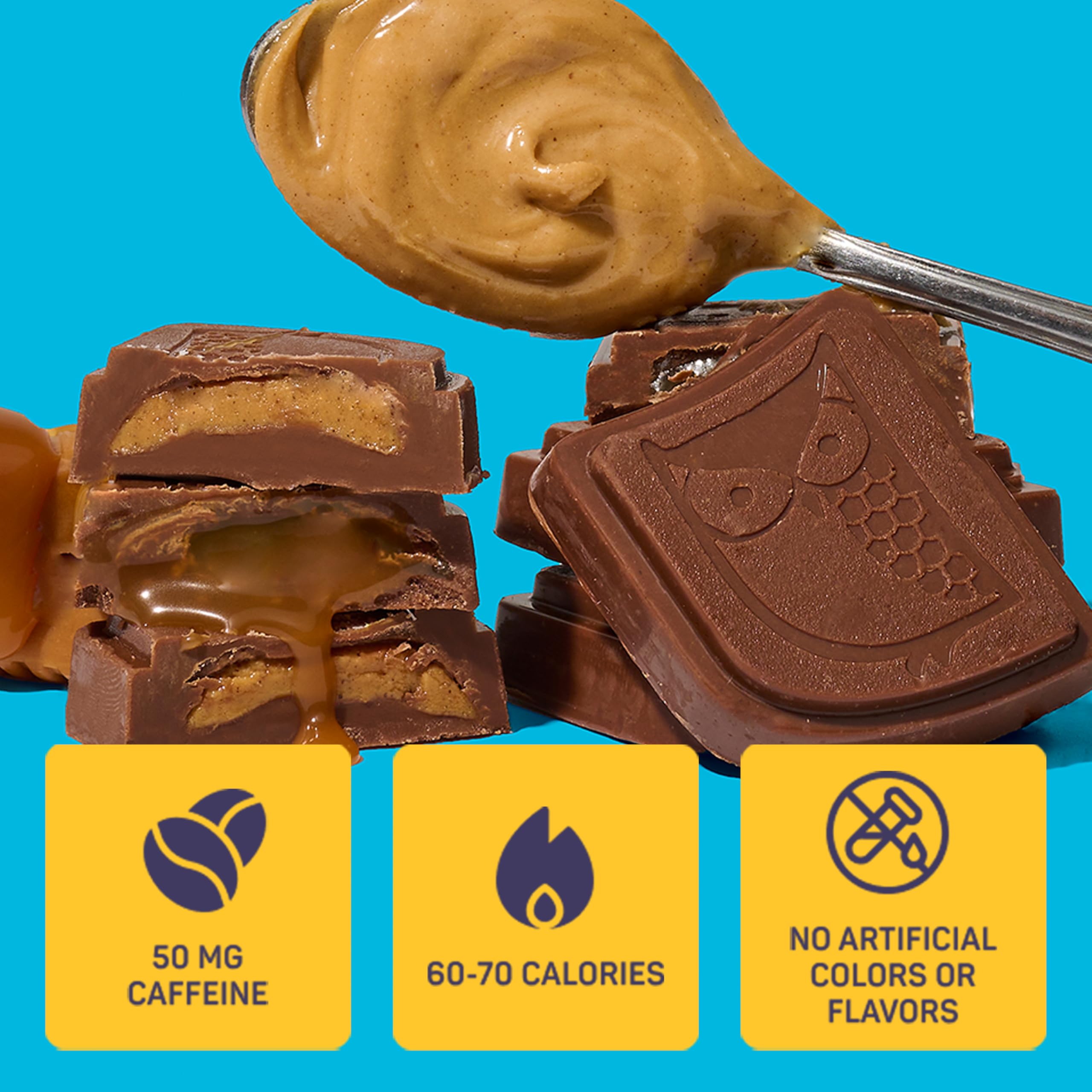AWAKE - Caffeinated Chocolate Bites - Caramel Milk Chocolate, 50 Bites - 50mg Caffeine - Individually Wrapped Energy Bites - Coffee Alternative - Fairtrade, Gluten Free, Non GMO - 0.48oz