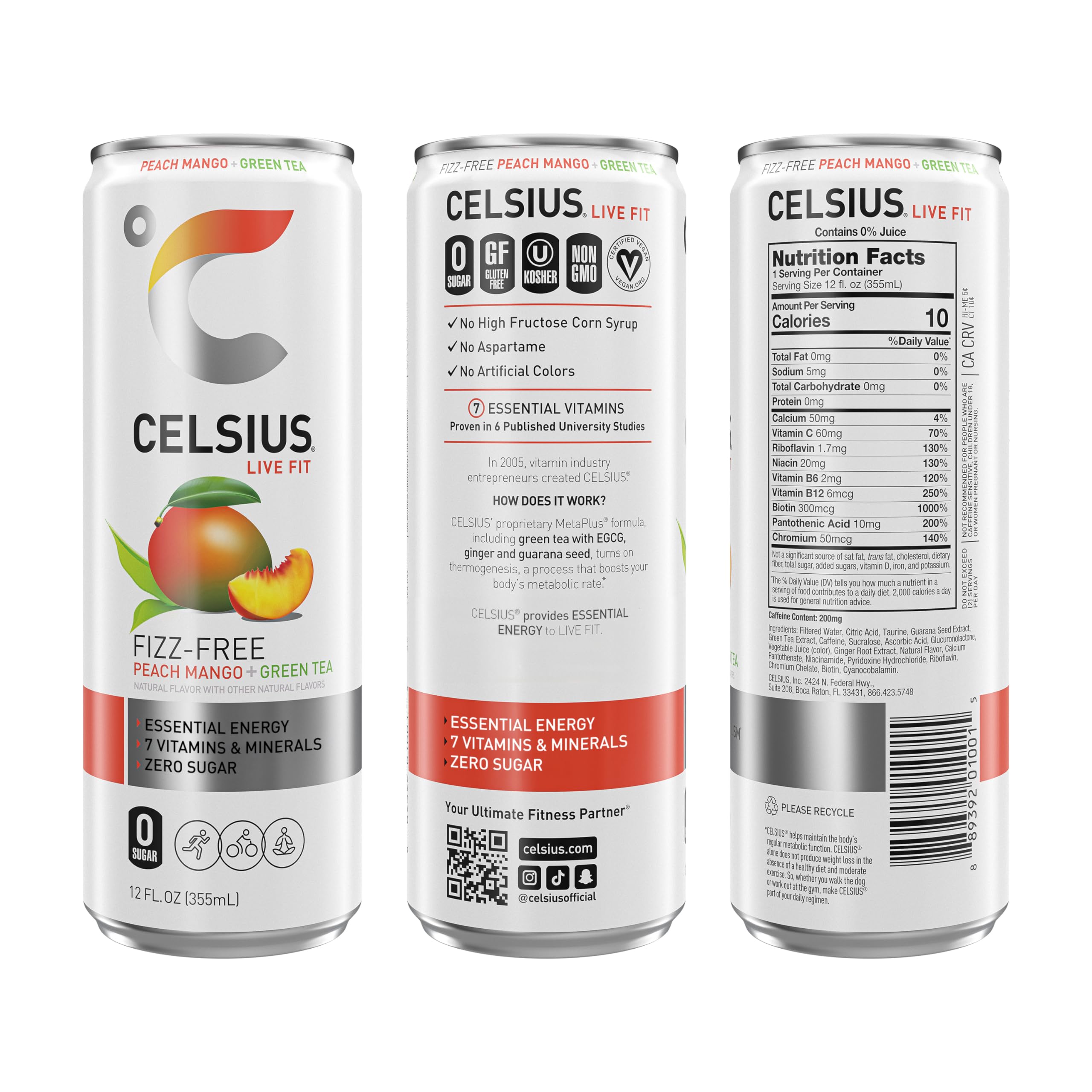 CELSIUS Sparkling Kiwi Guava, Functional Essential Energy Drink 12 Fl Oz (Pack of 12)