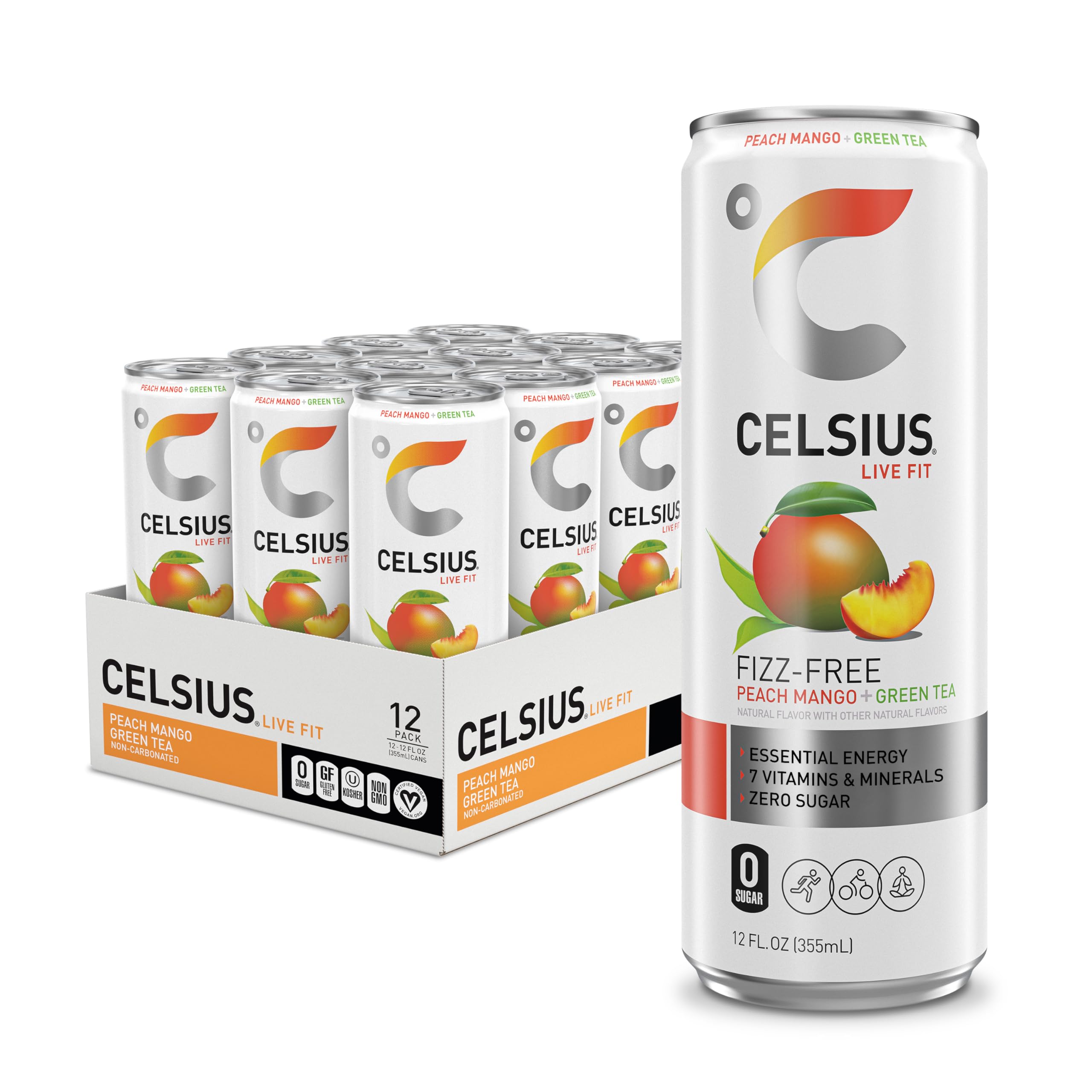 CELSIUS Sparkling Kiwi Guava, Functional Essential Energy Drink 12 Fl Oz (Pack of 12)