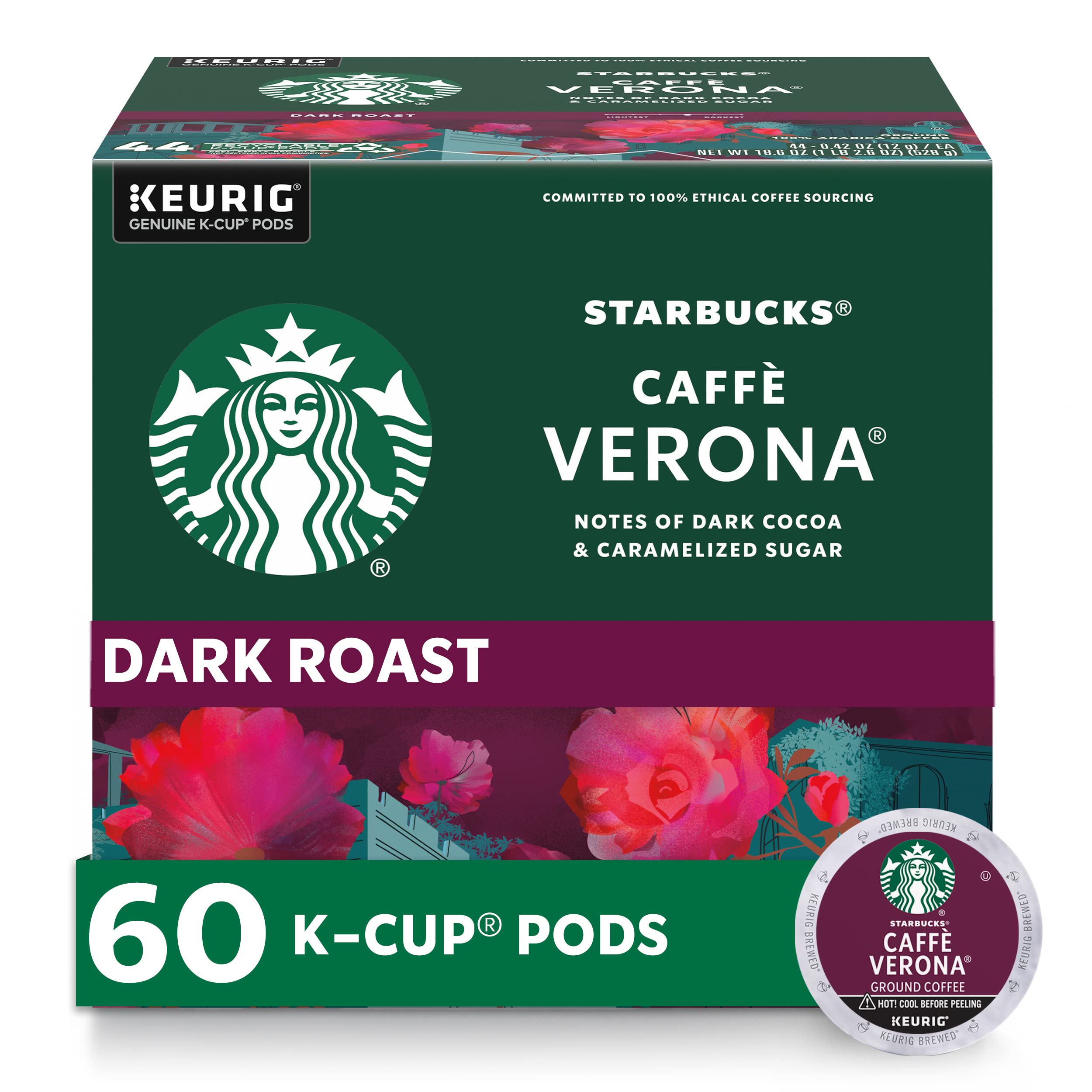 Starbucks K-Cup Coffee Pods, Dark Roast Hot or Iced Coffee, French Roast, 96 Keurig Pods