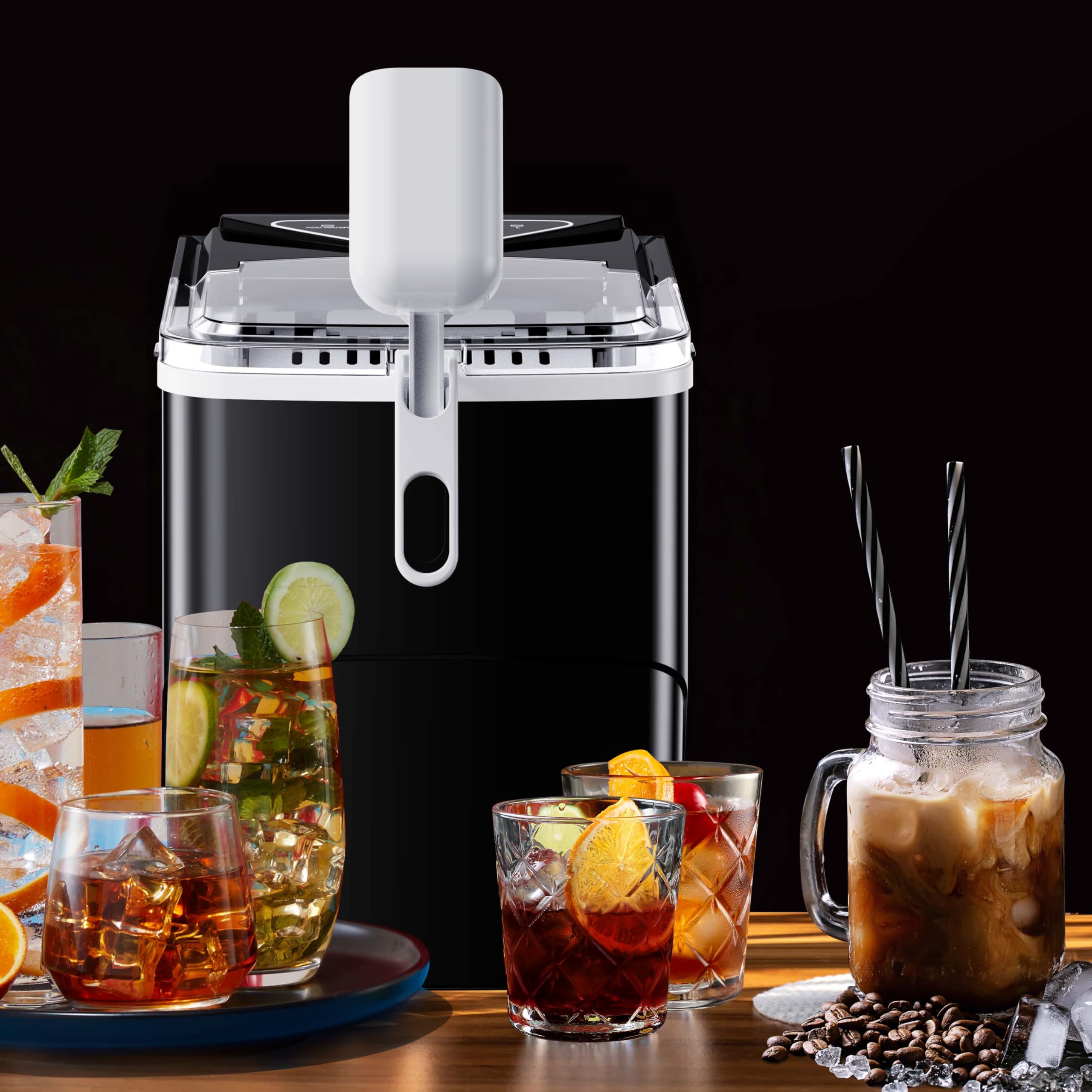 Nugget Ice Maker Countertop, Silonn Chewable Pellet Ice Machine with Self-Cleanin Function, 36lbs/24H Portable Ice Makers for Home Kitchen Officce, Black