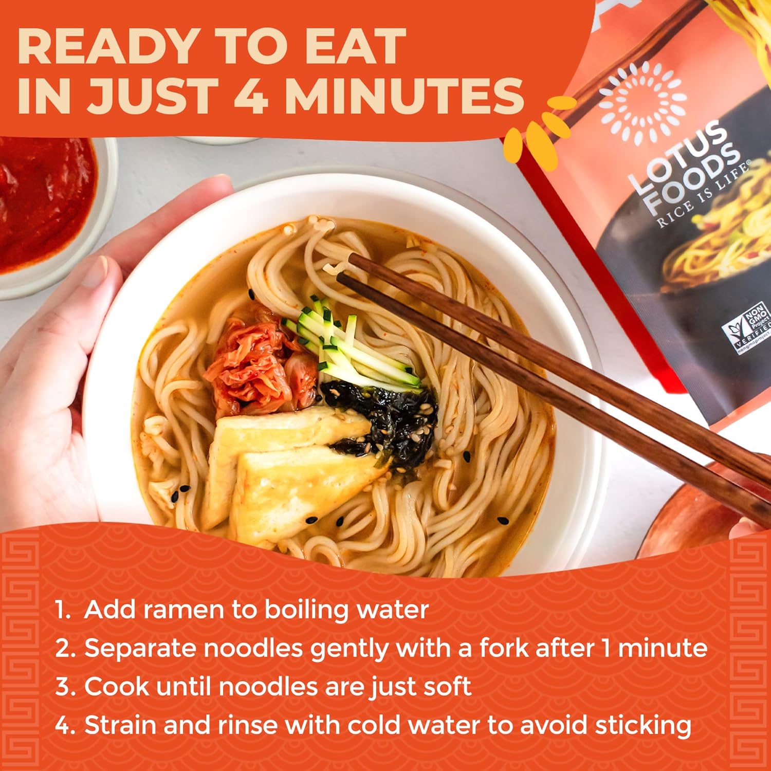 Lotus Foods Organic Millet & Brown Rice Ramen - Gluten Free Ramen Noodles, Whole Grain Ramen Noodles, Organic Vegan Ramen, Low Sodium Rice Noodles, Organic, Gluten-Free, Vegan - 10 Oz Bags (Pack of 3)