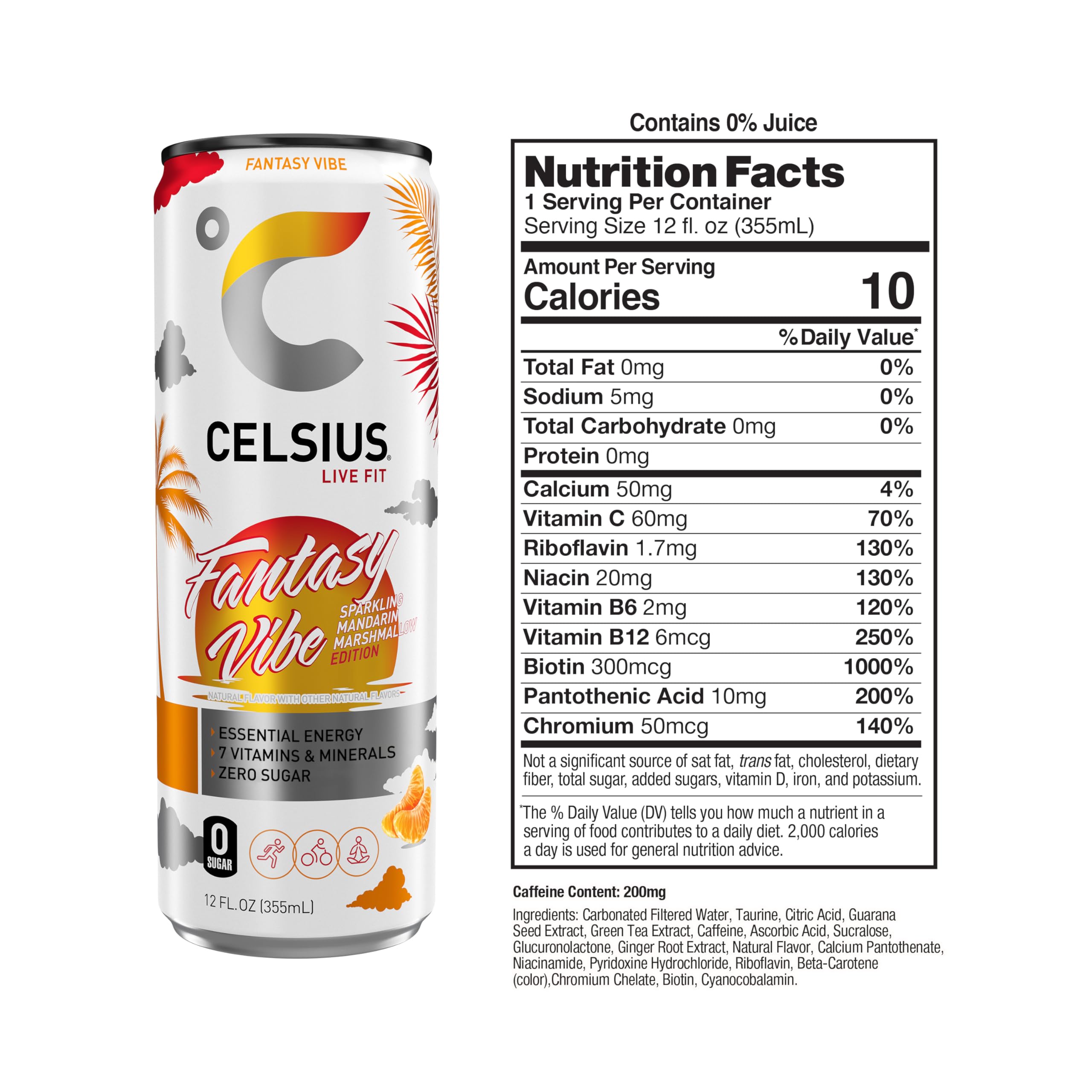 CELSIUS ASTRO VIBE Sparkling Blue Razz, Sugar Free Energy Drink, 12 Fl Oz (Pack of 12)