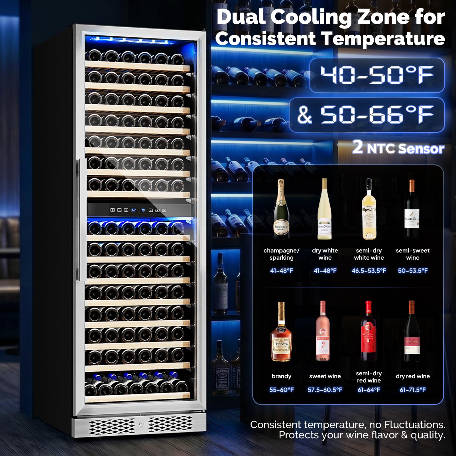 ROVSUN 18 Bottle Wine Fridge, Freestanding Compressor Wine Cooler Refrigerator, Beverage Wine Chiller with Digital Temperature Control & Double-layer Glass Door for Red White Wine, Champagne, Beer